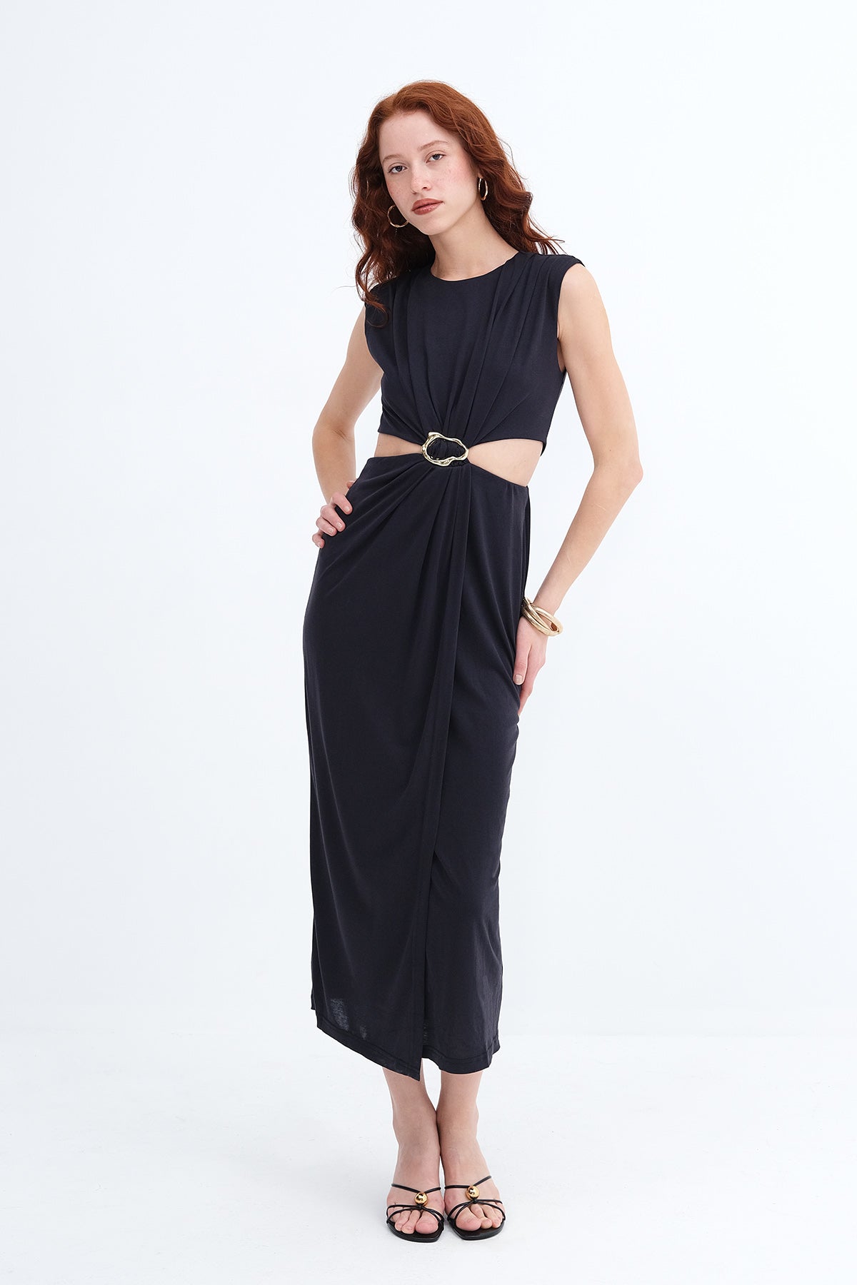 Black_Buckle-Detail-Slit-Modal-Dress-addax