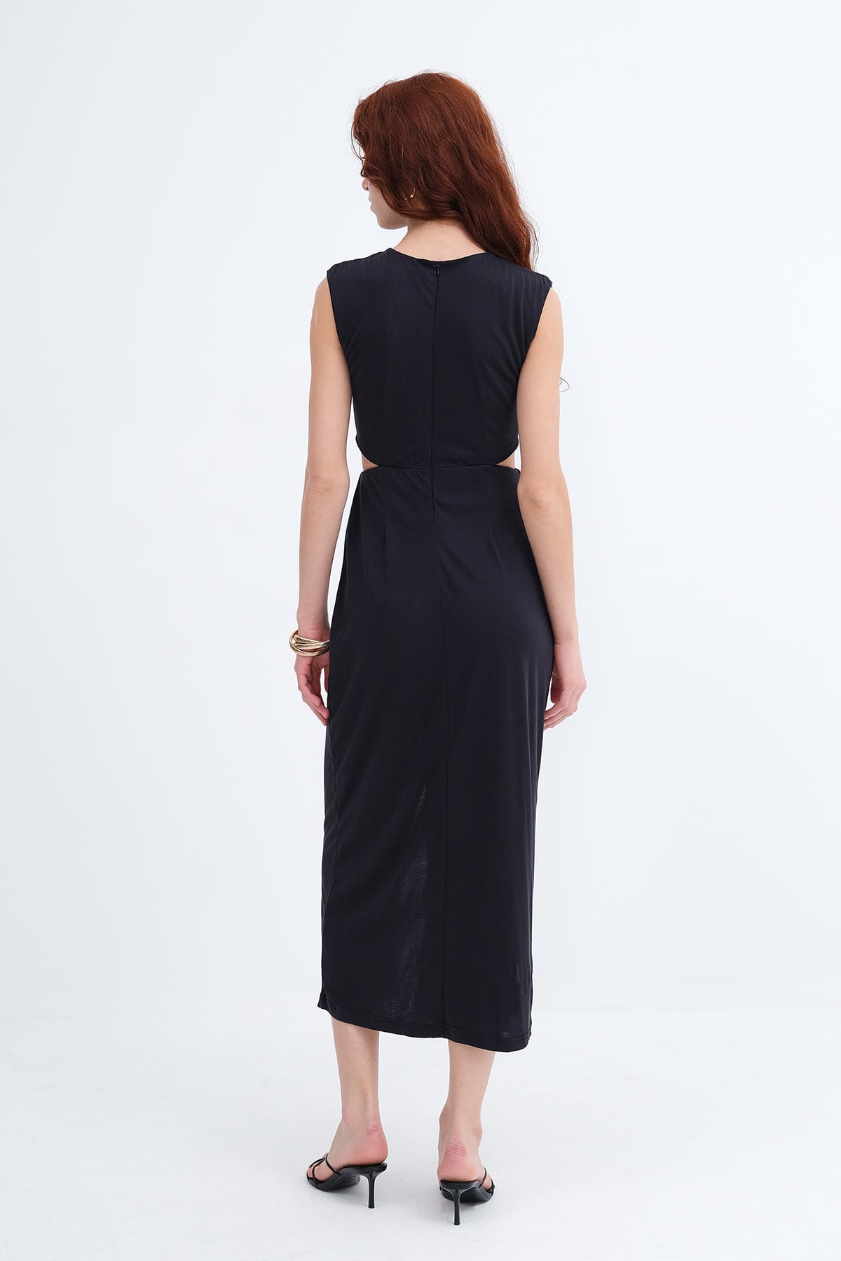 Buckle Detail Slit Modal Dress