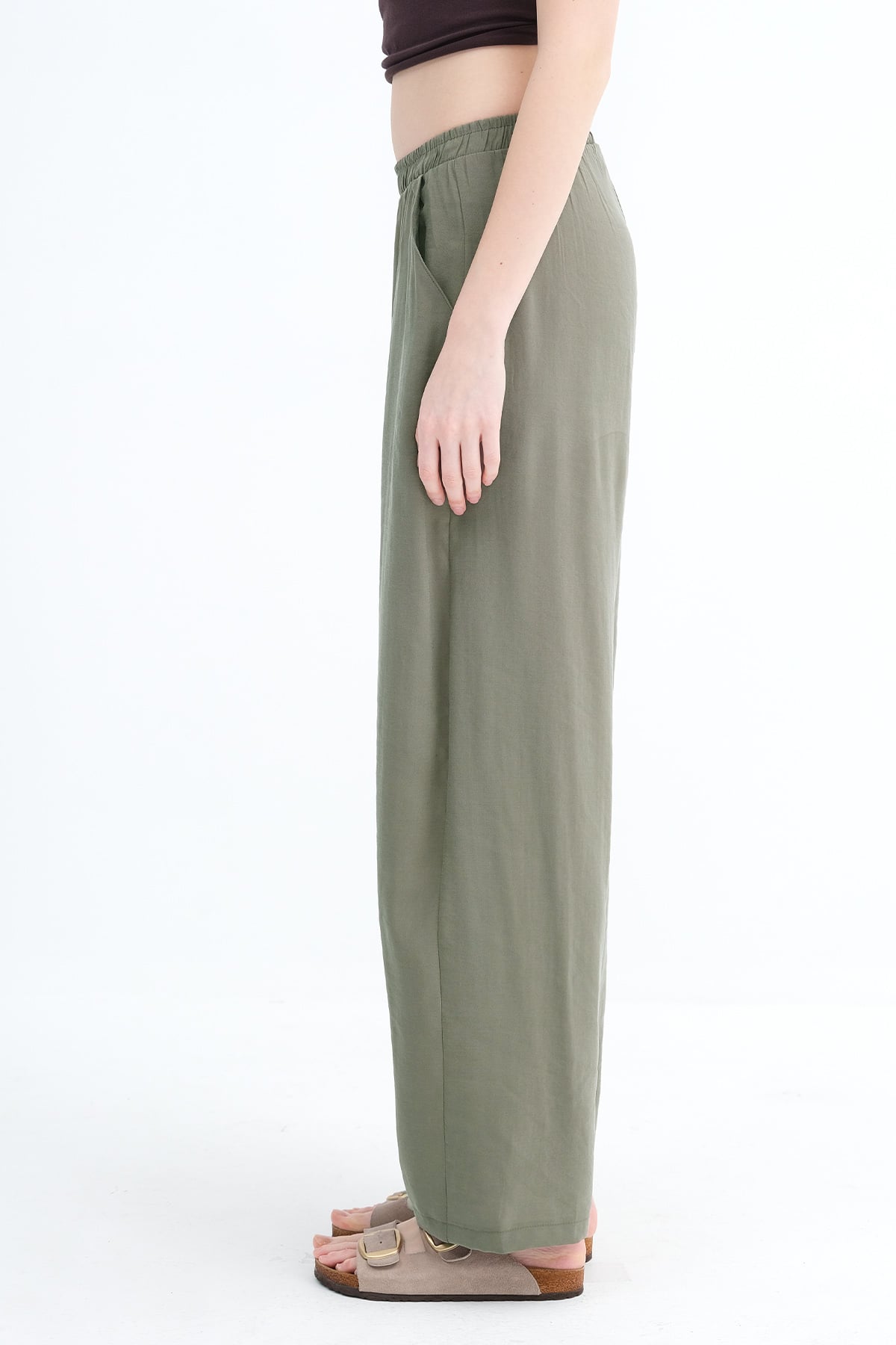 Khaki_Elastic-Waist-Modal-Pants-addax