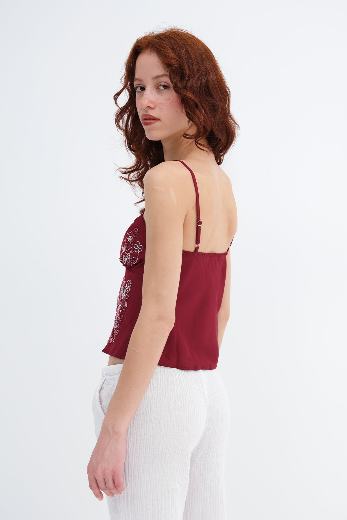 Embroidered Blouse with Adjustable Straps