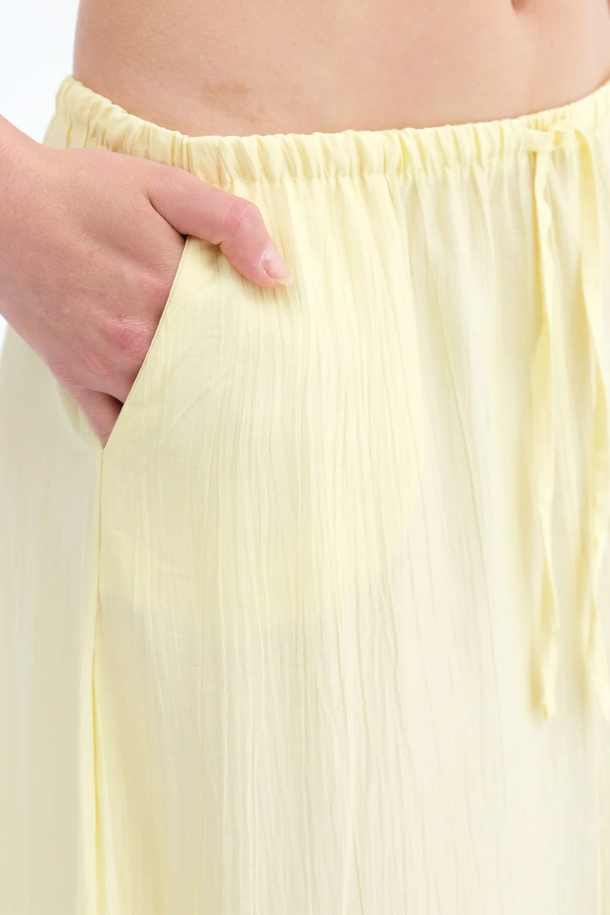 Yellow_Elastic-Waist-Long-Skirt-addax