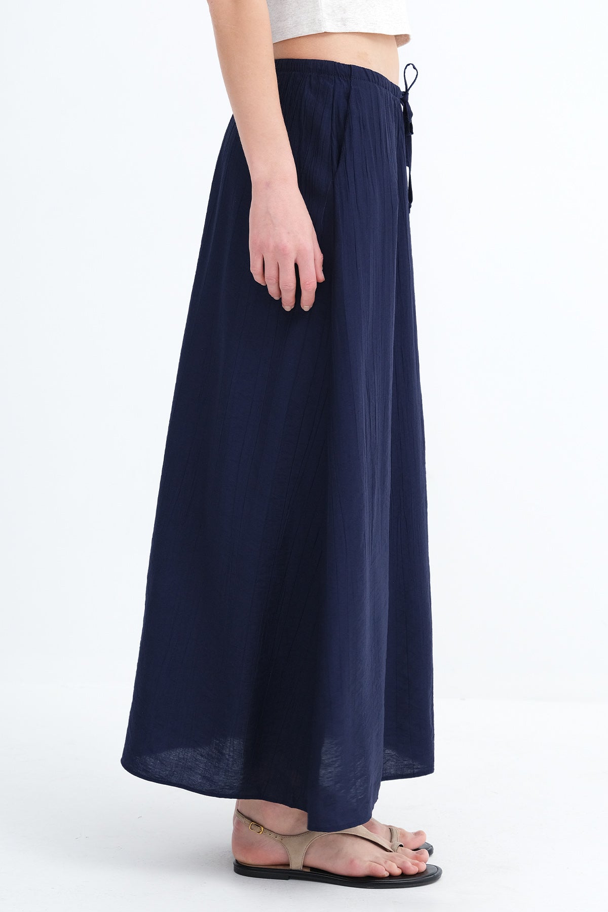 Dark-Night-Blue_Elastic-Waist-Long-Skirt-addax