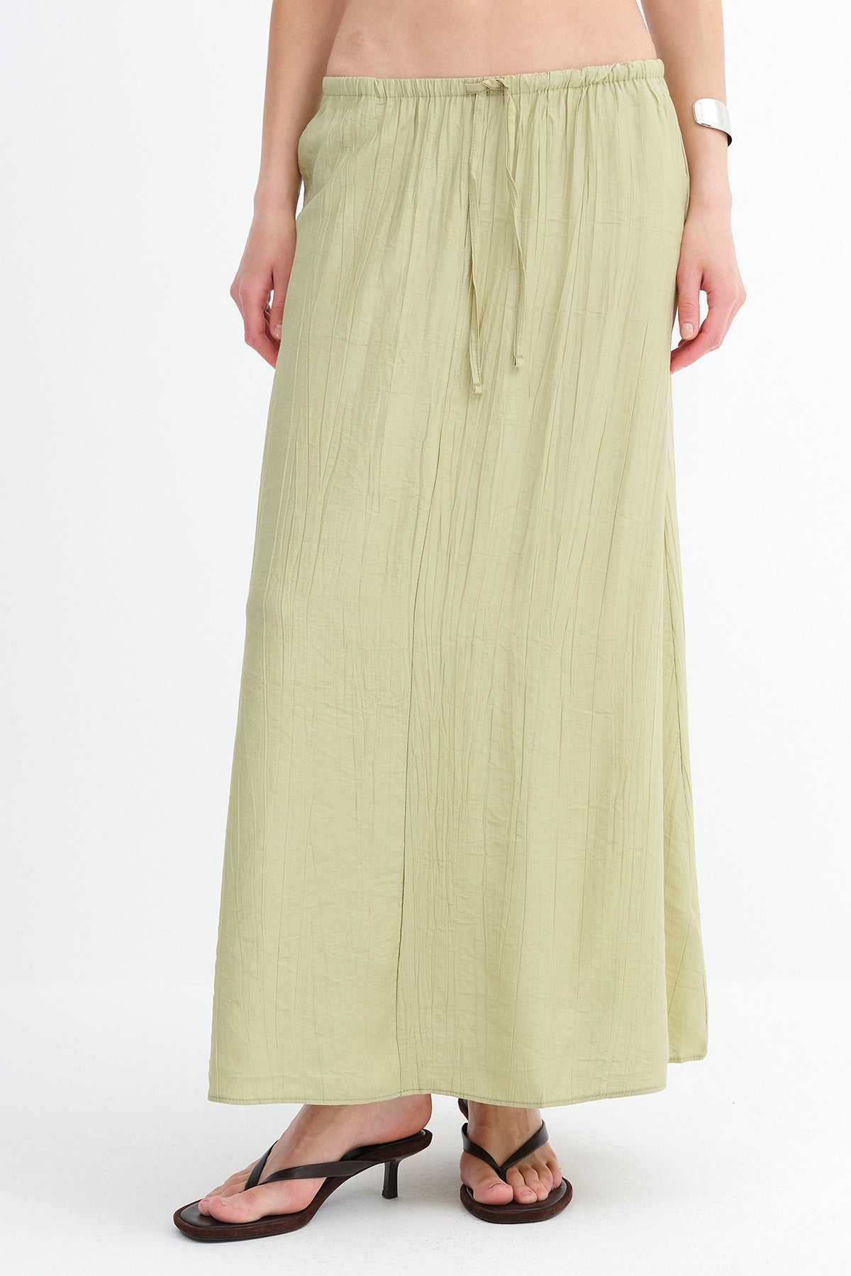 Olive_Beli-Lastikli-Uzun-Etek-E17627-addax
