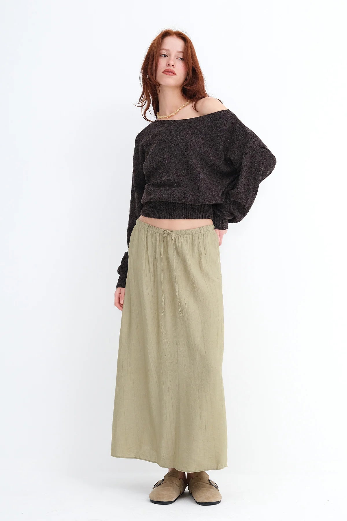 Light-Khaki_Elastic-Waist-Long-Skirt-addax