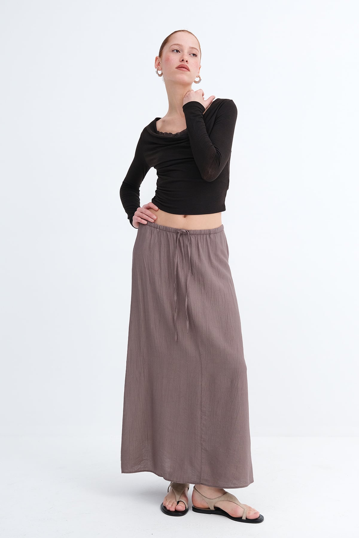 Smoke_Elastic-Waist-Long-Skirt-addax