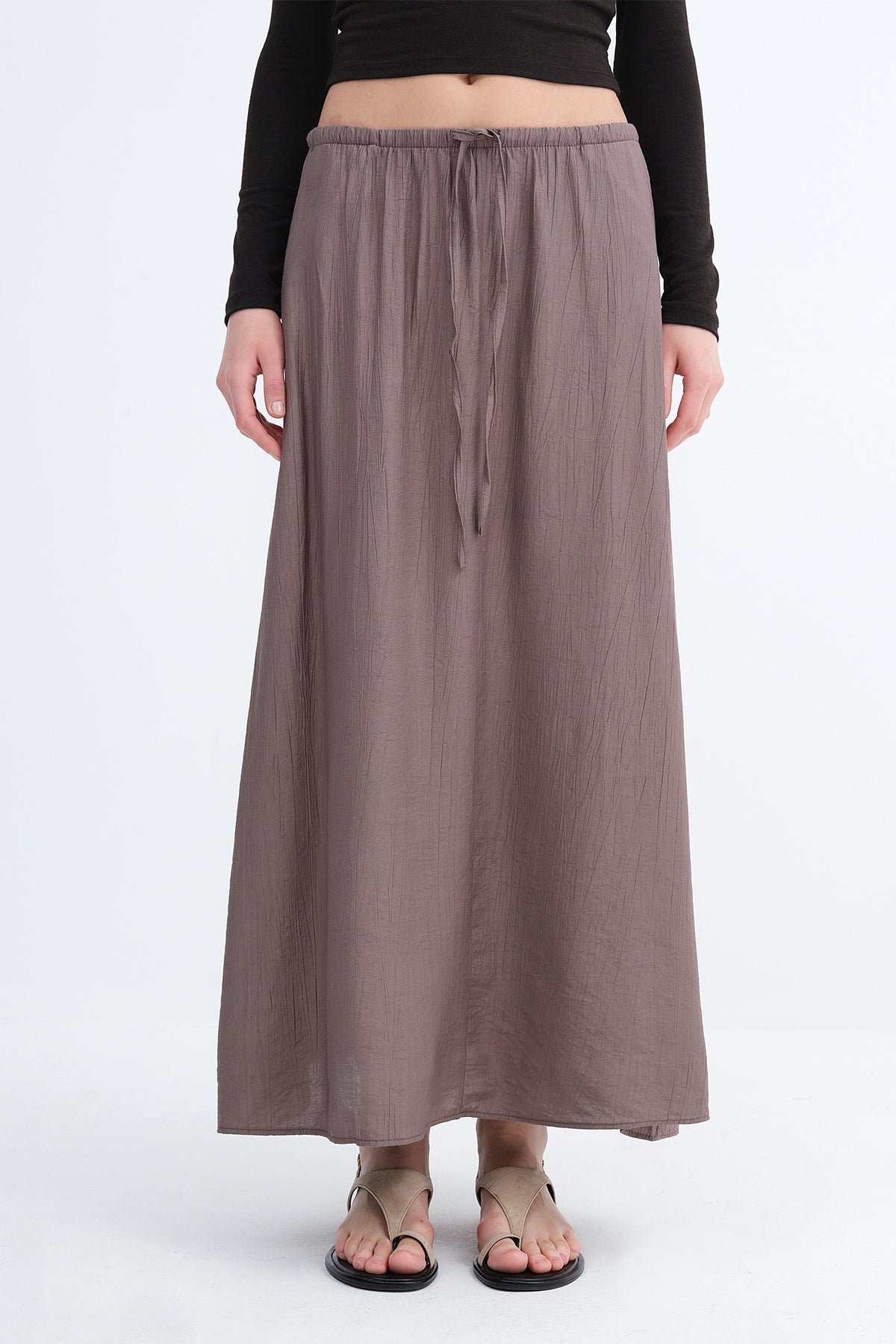 Smoke_Elastic-Waist-Long-Skirt-addax