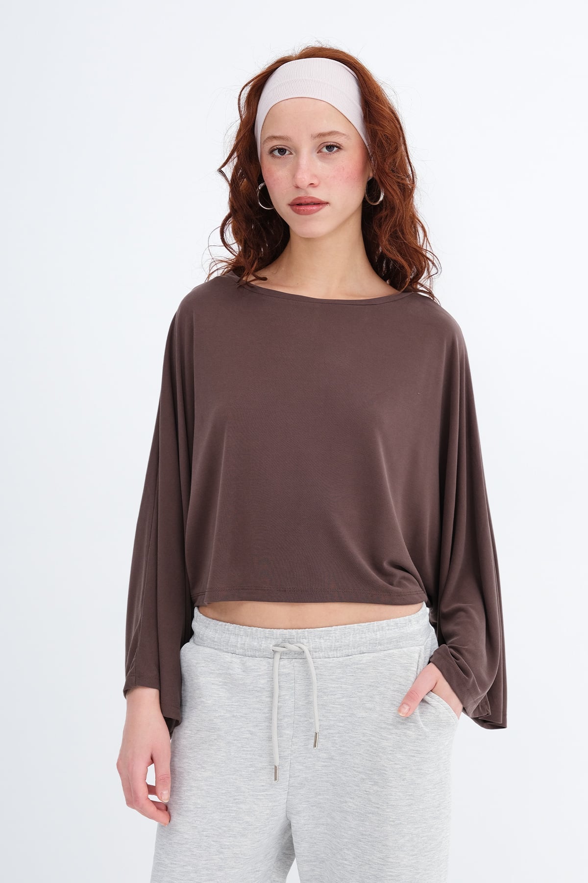 Brown_Batwing-Sleeve-Modal-T-shirt-addax