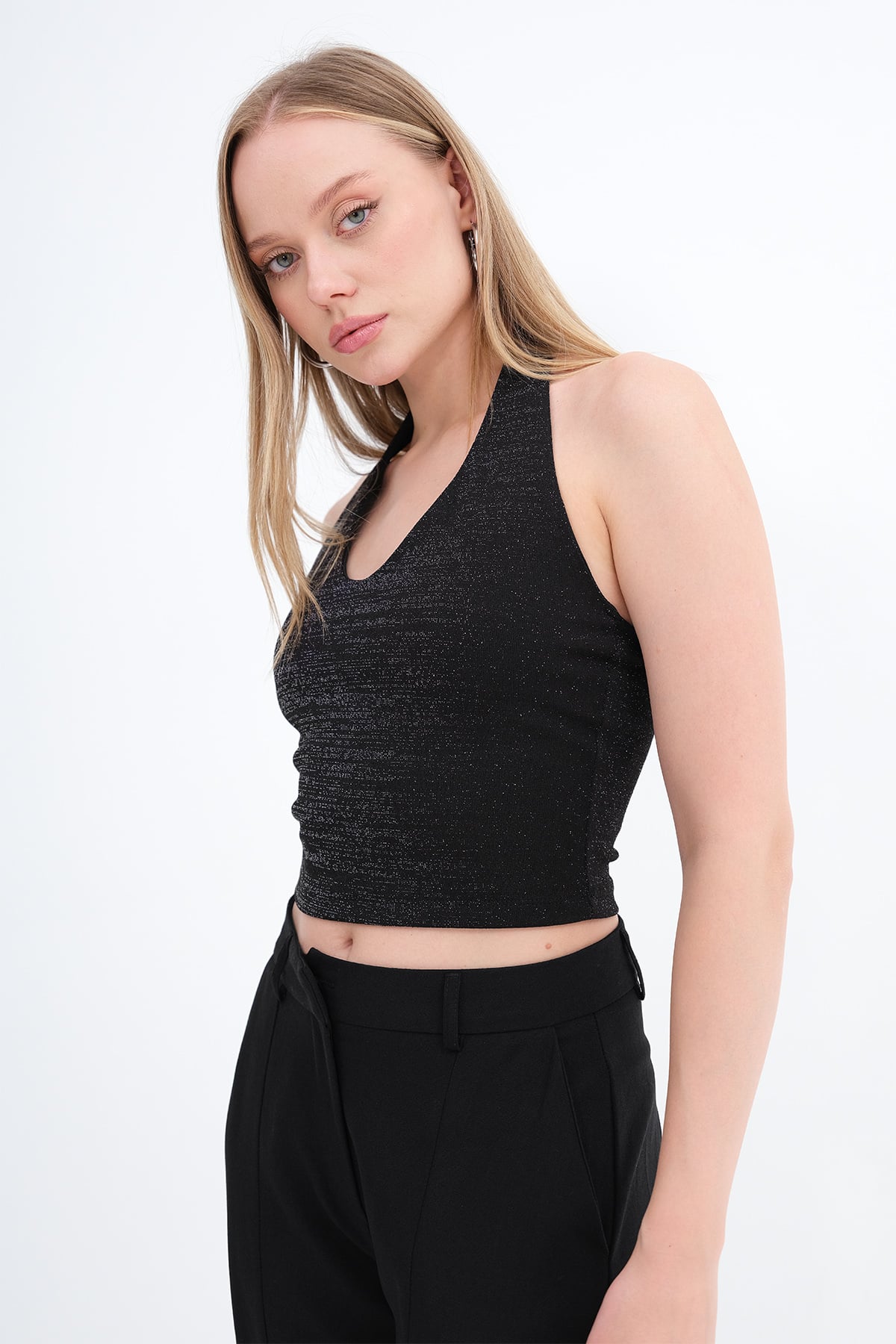 Silvery-Black_Halter-Neck-Blouse-addax