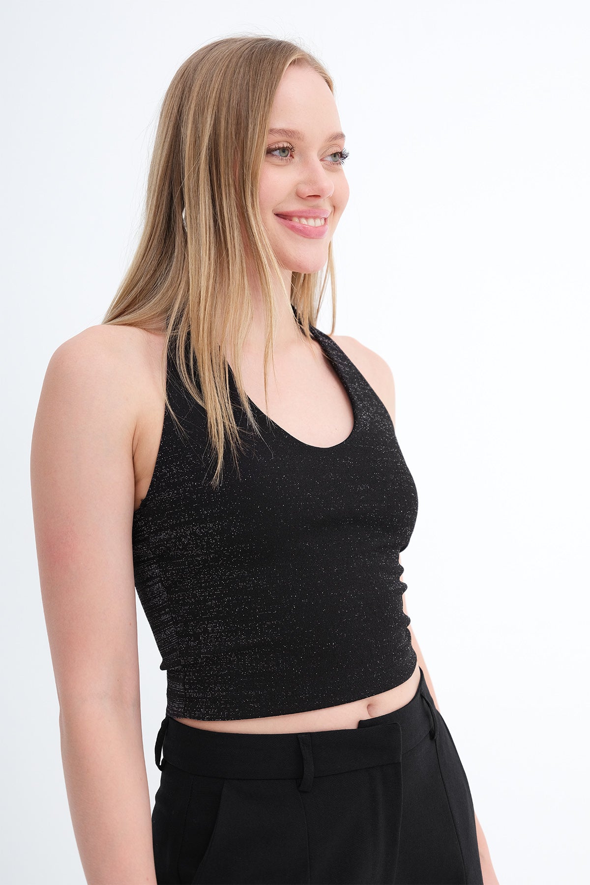 Silvery-Black_Halter-Neck-Blouse-addax