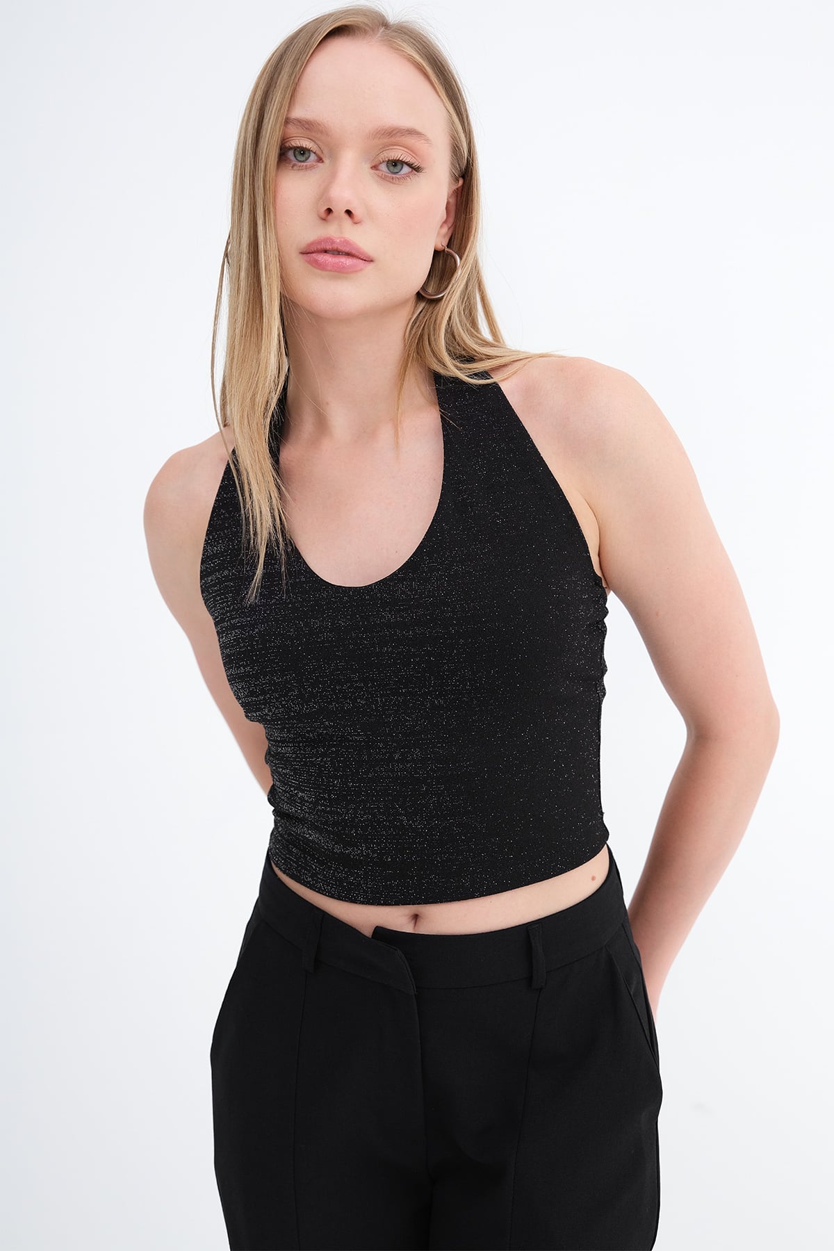 Silvery-Black_Halter-Neck-Blouse-addax