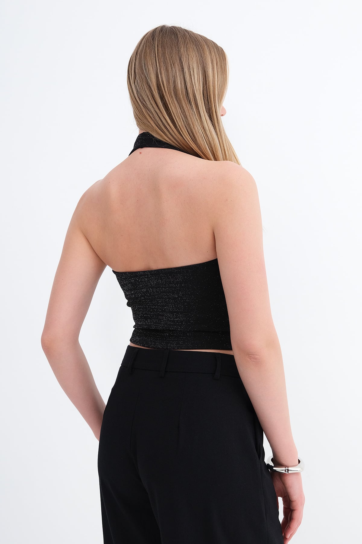 Silvery-Black_Halter-Neck-Blouse-addax