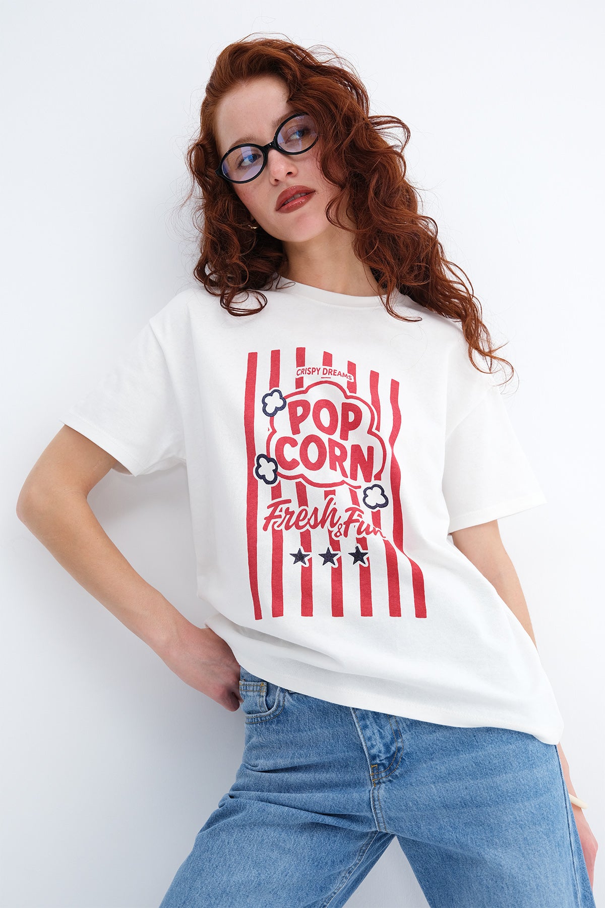 Ecru_Popcorn-Print-Thick-T-Shirt-addax
