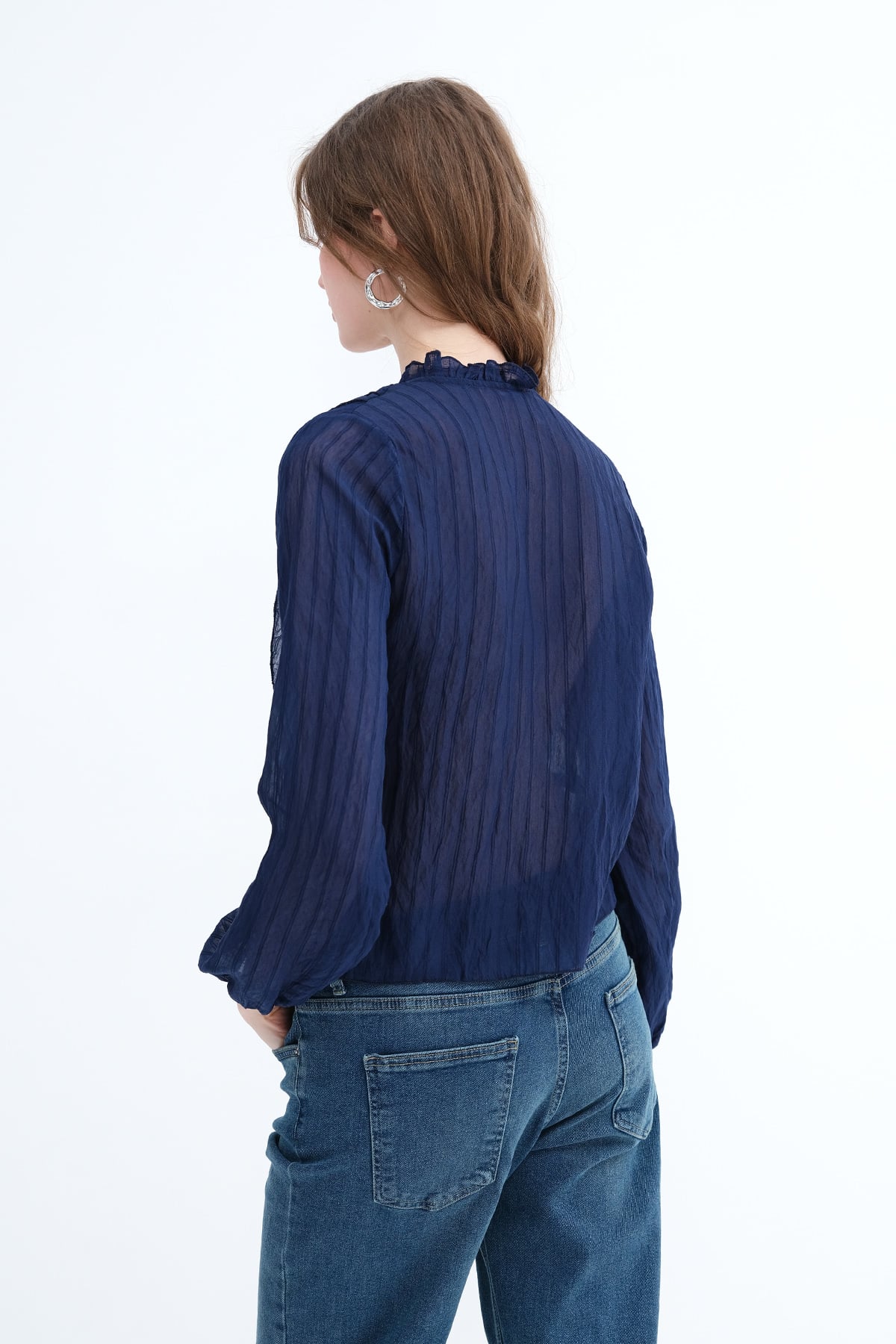 Night-Blue_Ruffled-Front-Buttoned-Blouse-addax