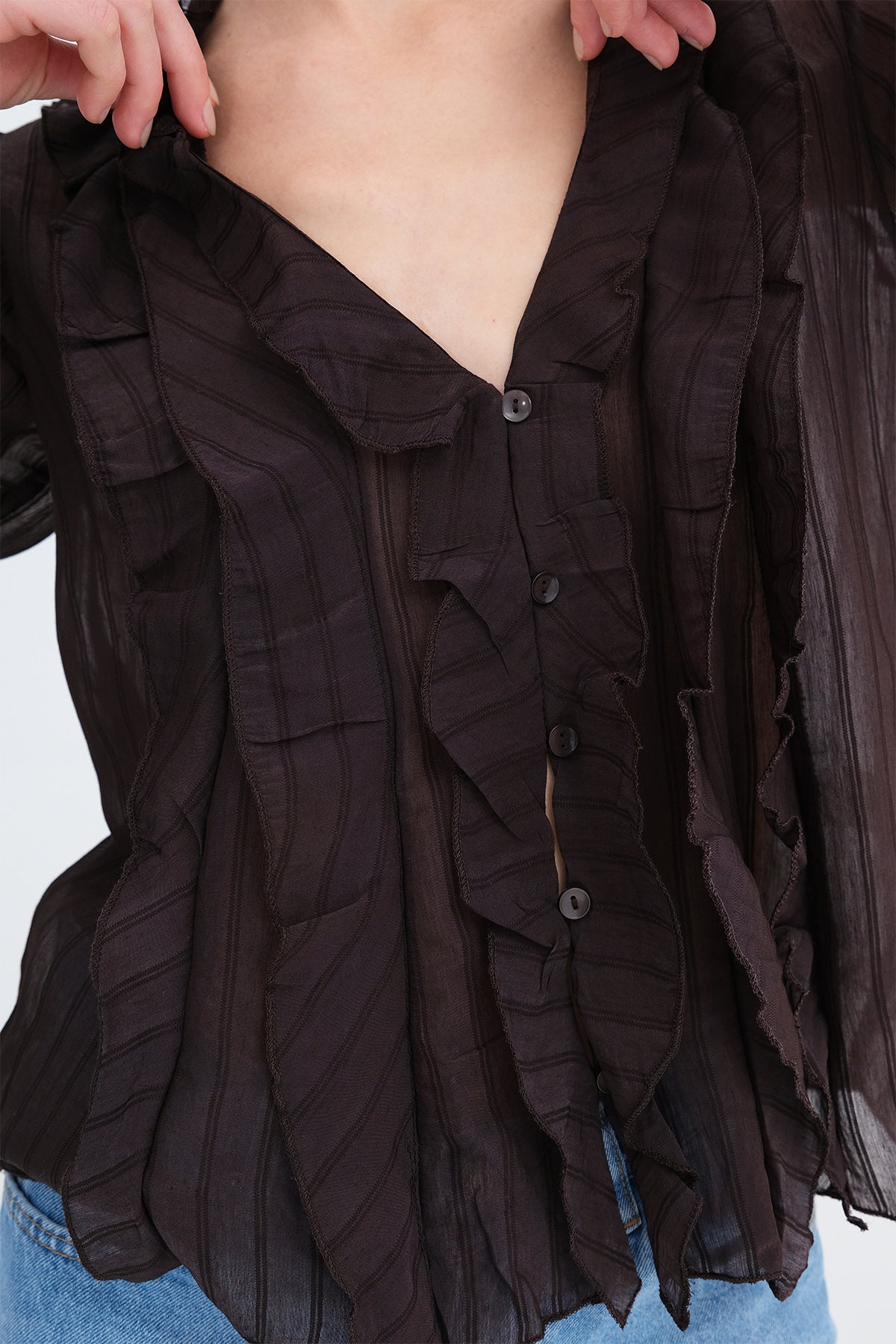 Bitter-Coffee_Ruffled-Front-Buttoned-Blouse-addax