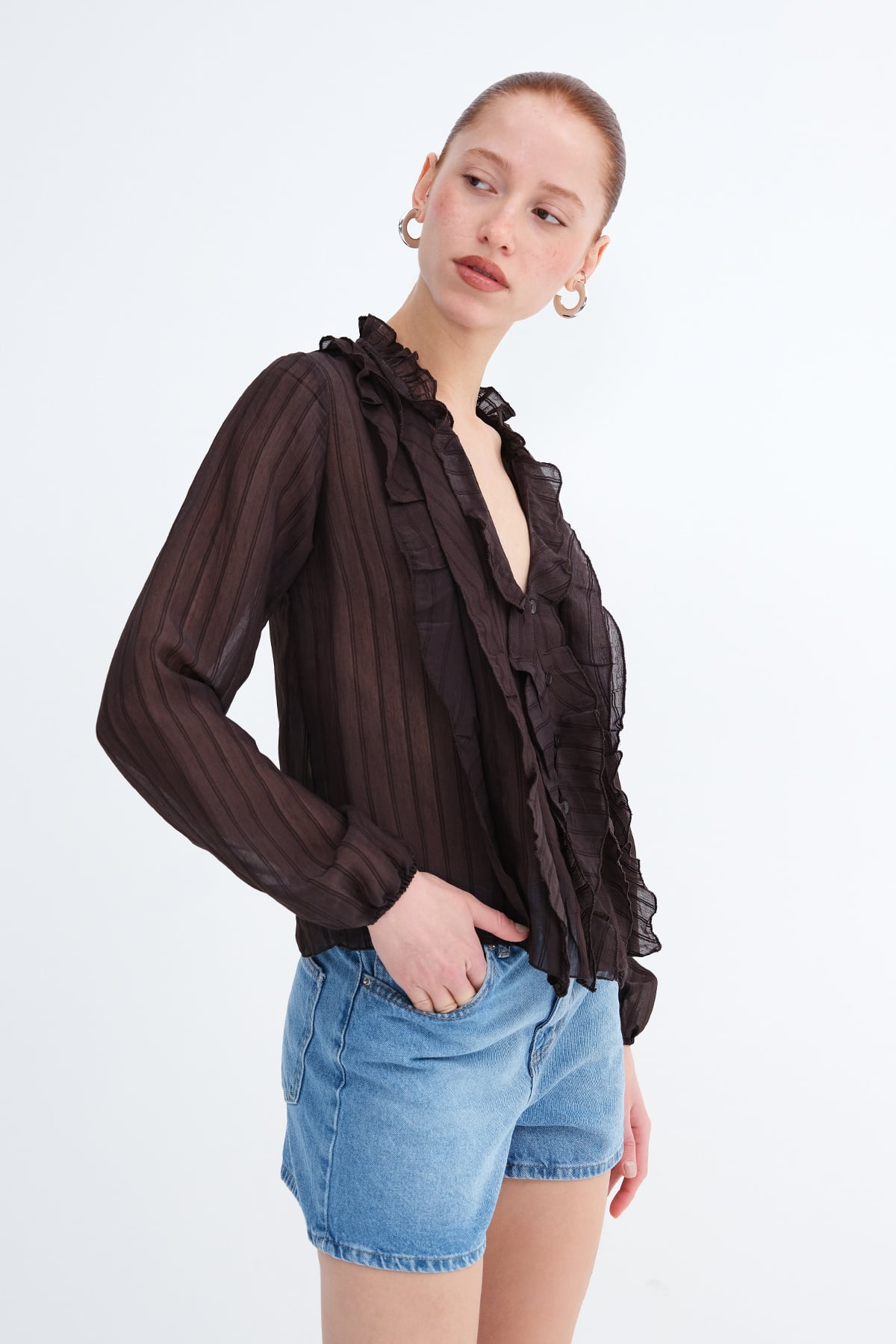 Bitter-Coffee_Ruffled-Front-Buttoned-Blouse-addax
