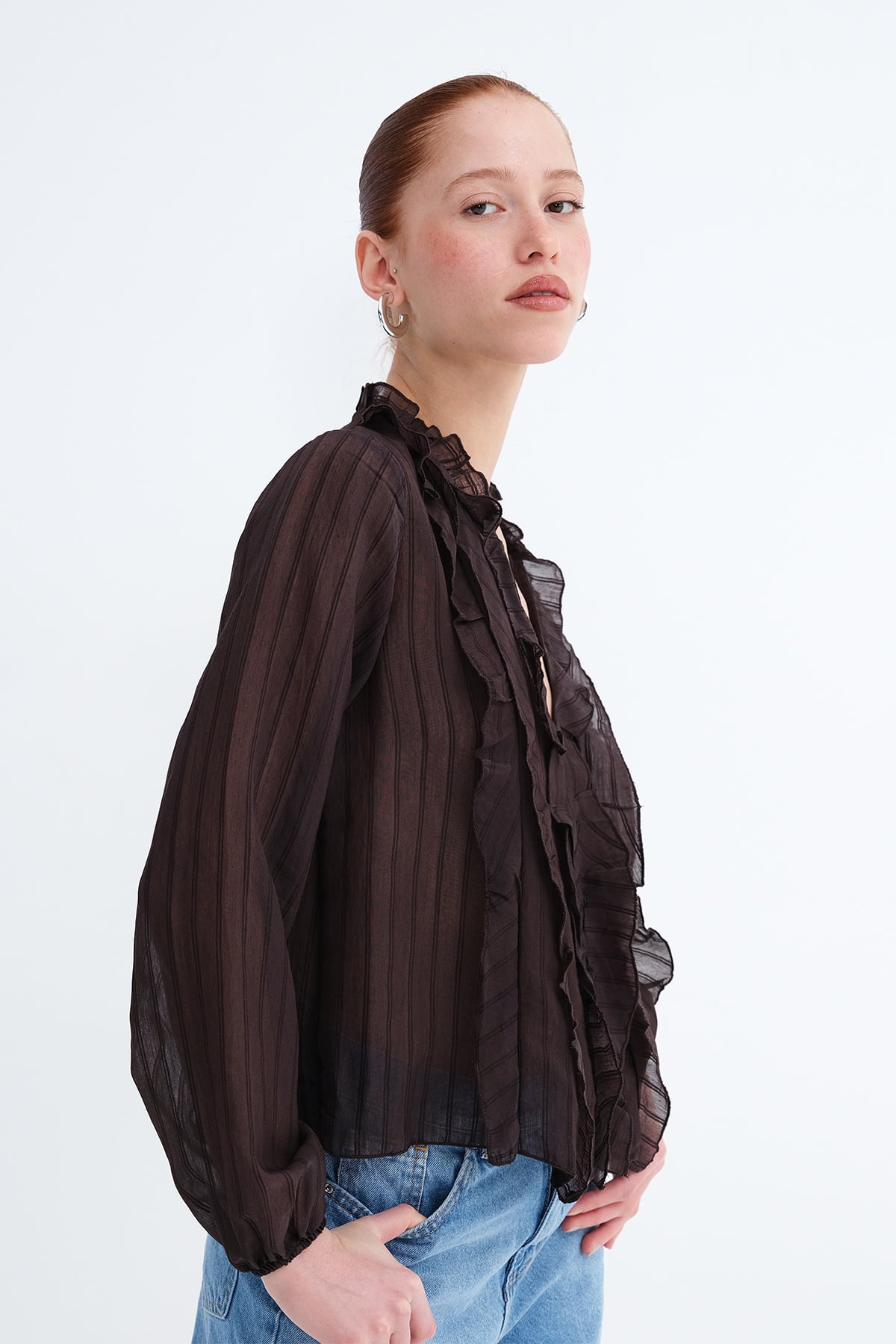 Bitter-Coffee_Ruffled-Front-Buttoned-Blouse-addax