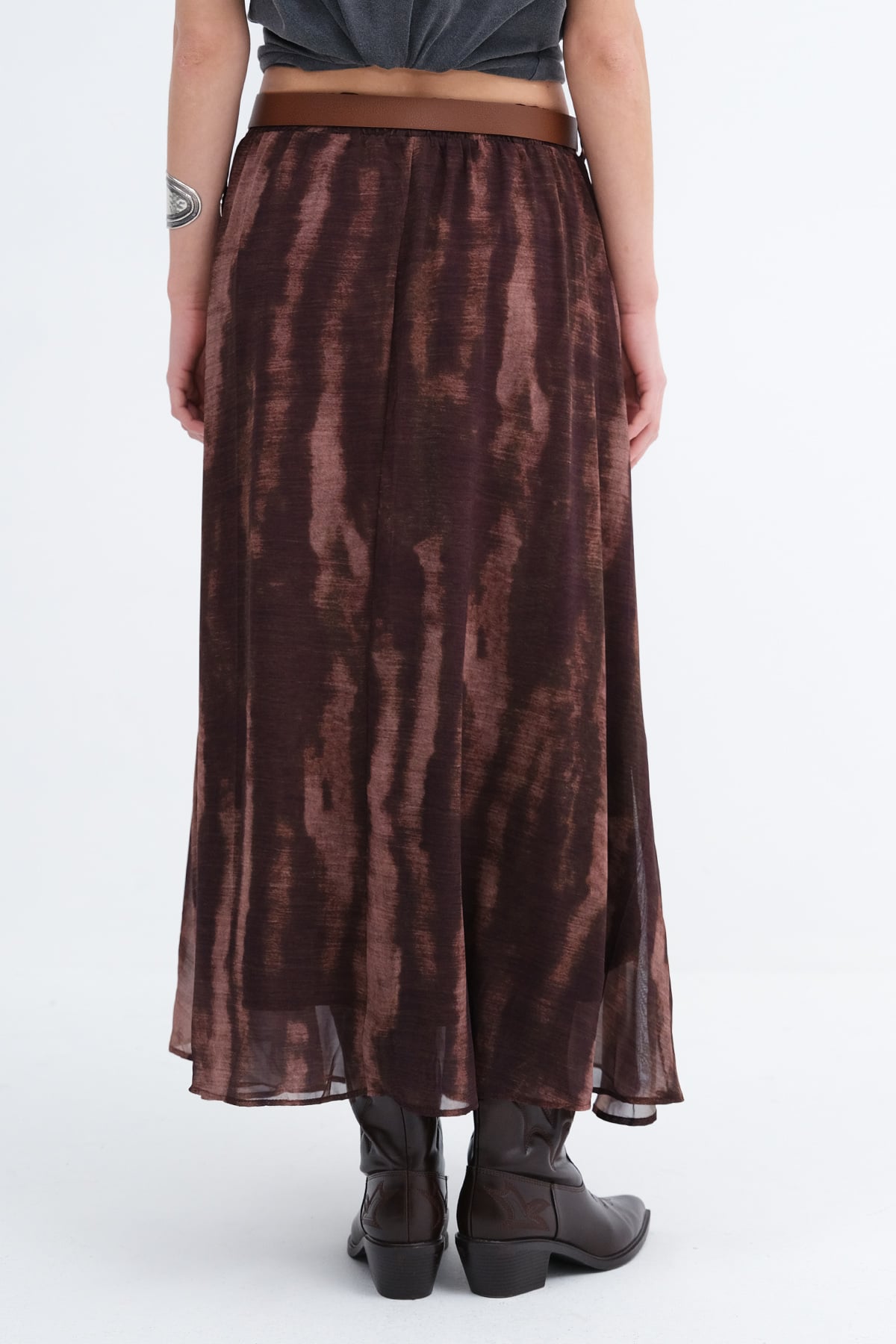 Belted Long Tulle Skirt