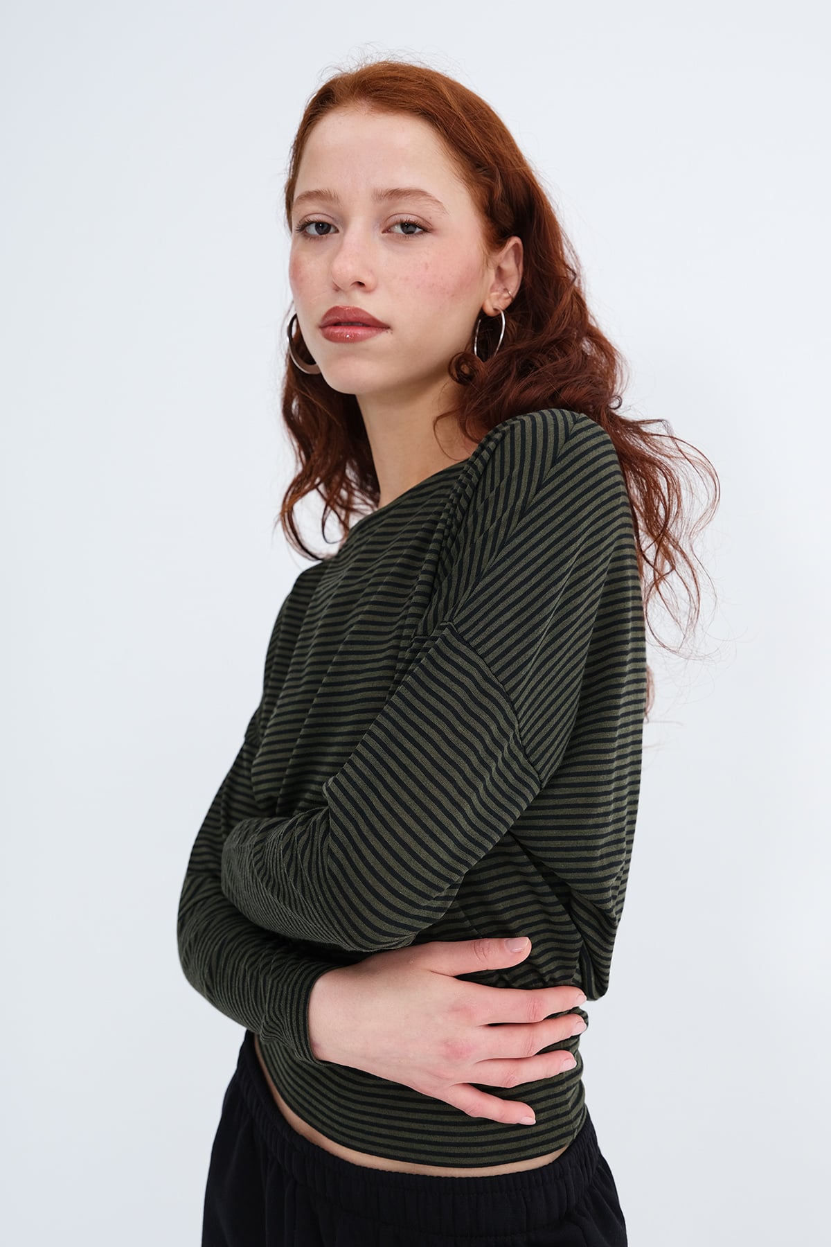 Khaki---Black_Striped-Long-Sleeve-Blouse-addax