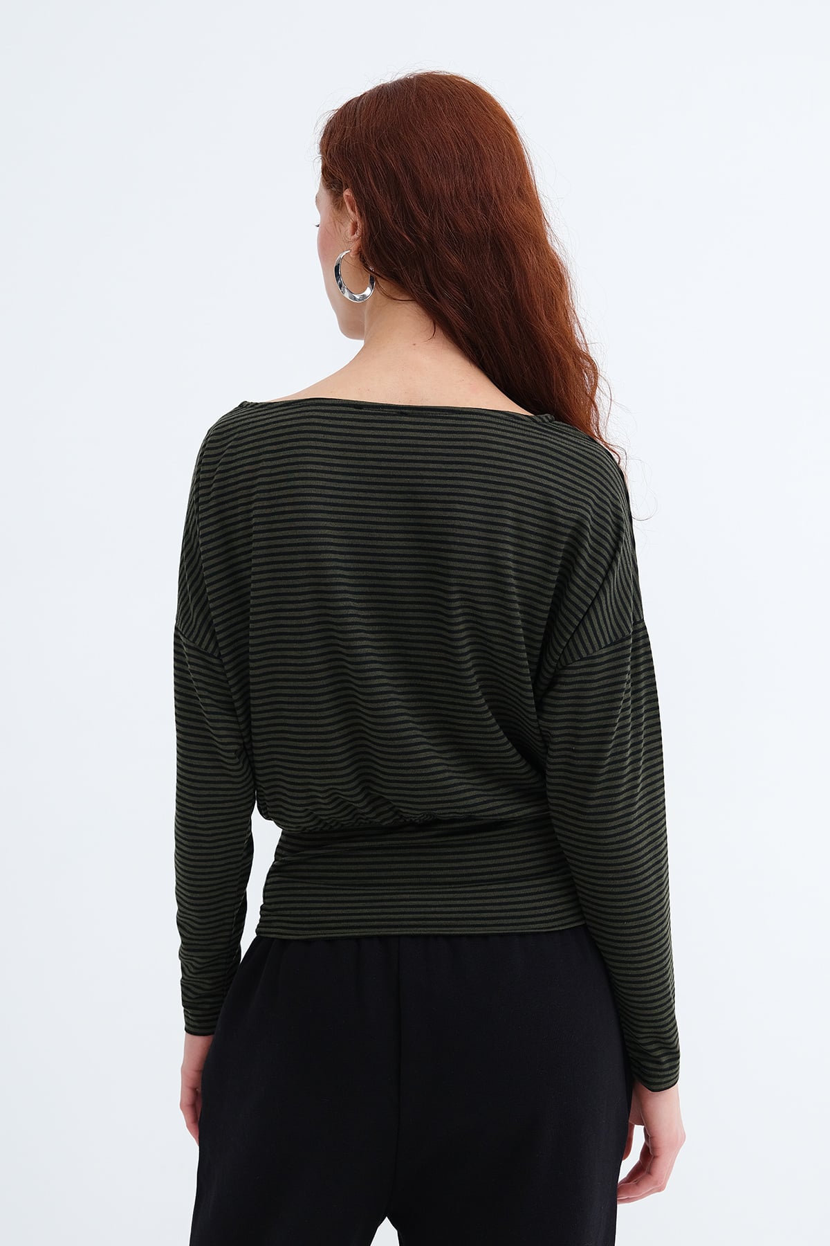 Khaki---Black_Striped-Long-Sleeve-Blouse-addax