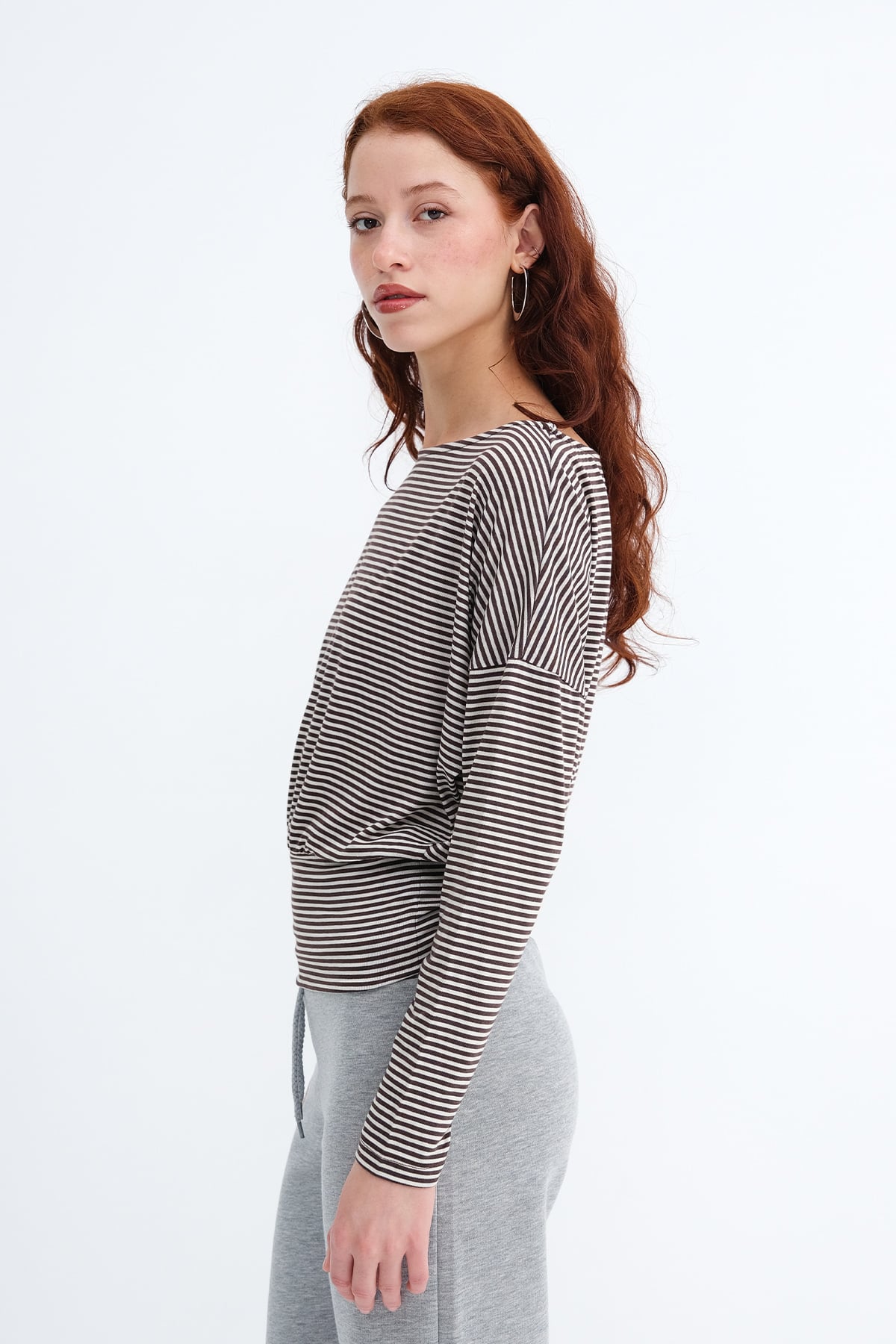 Brown---Ecru_Striped-Long-Sleeve-Blouse-addax