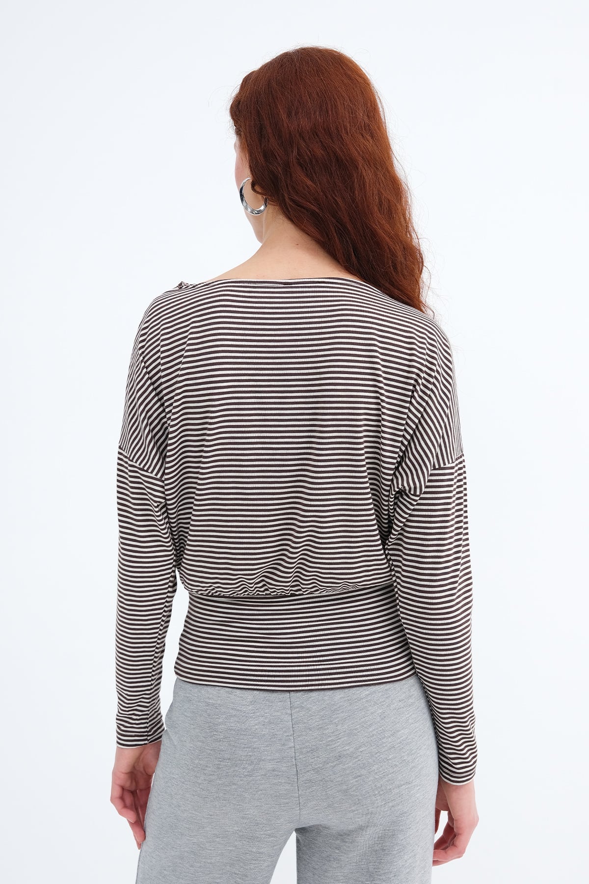 Brown---Ecru_Striped-Long-Sleeve-Blouse-addax