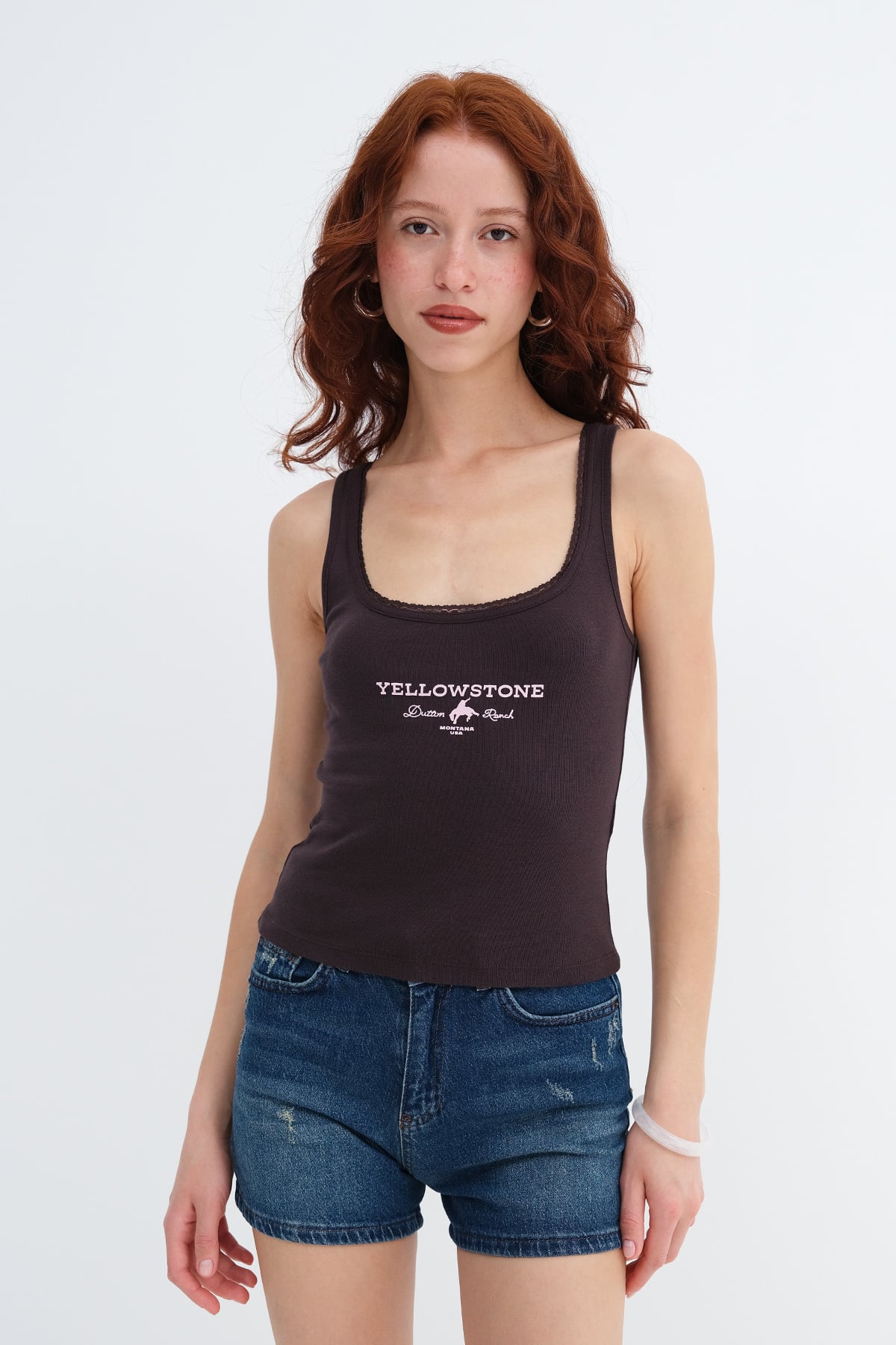 U-Neck Printed Sleeveless Blouse