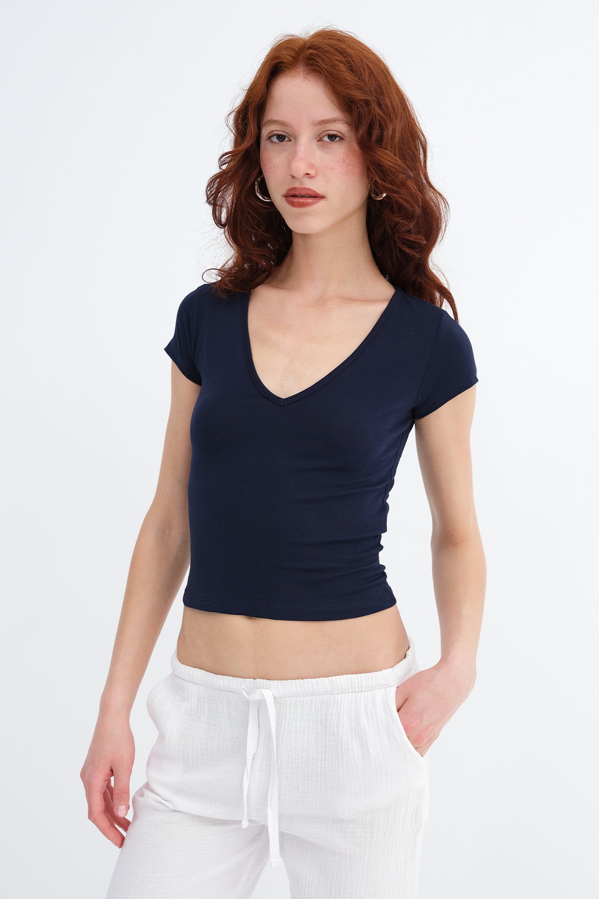 Dark-Night-Blue_V-Neck-Basic-T-shirt-addax