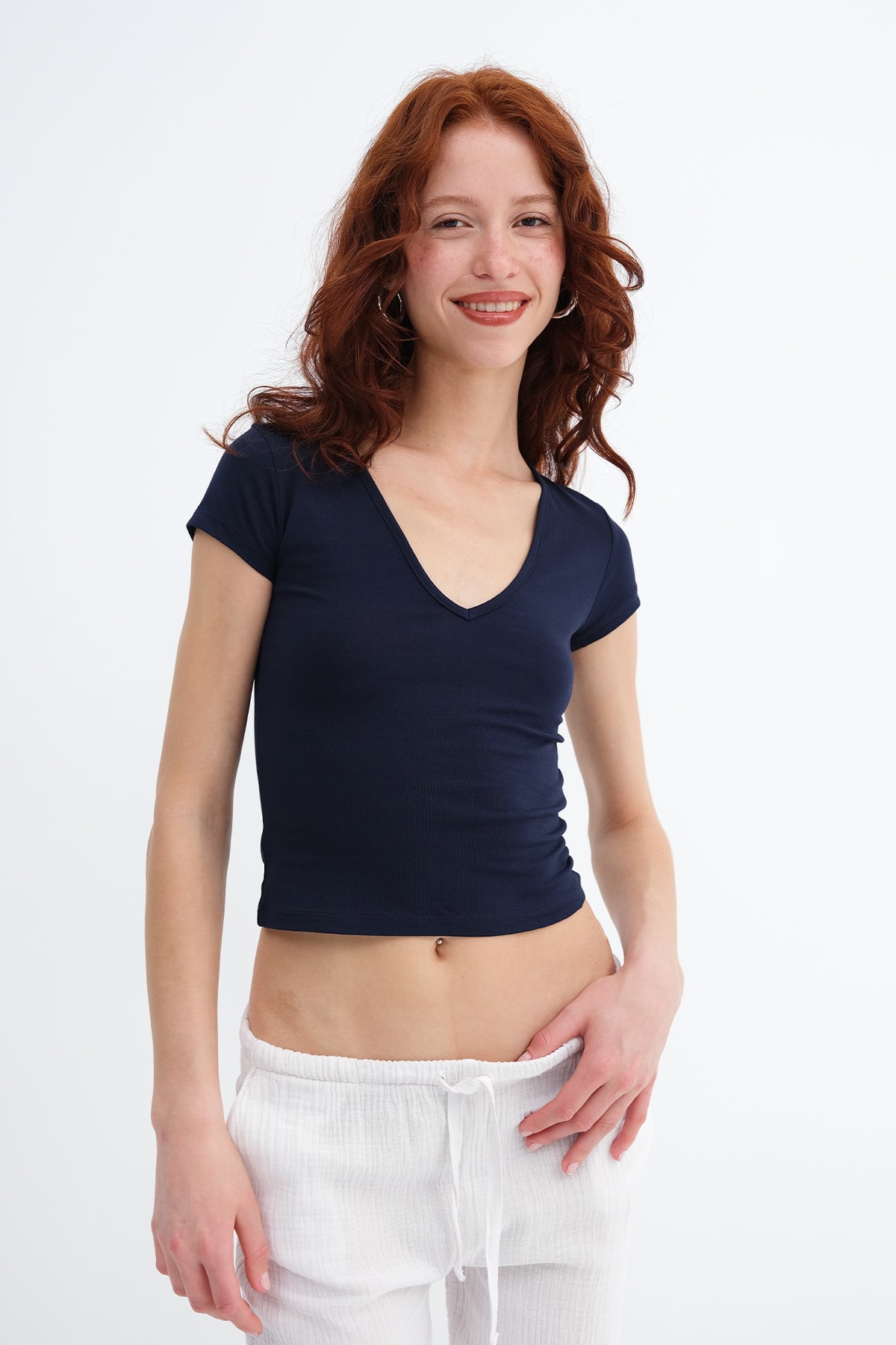 Dark-Night-Blue_V-Neck-Basic-T-shirt-addax