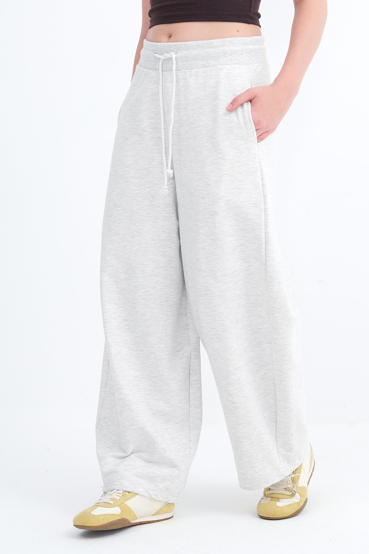 Grey-Melange_Elastic-Hem-Sweatpants-addax