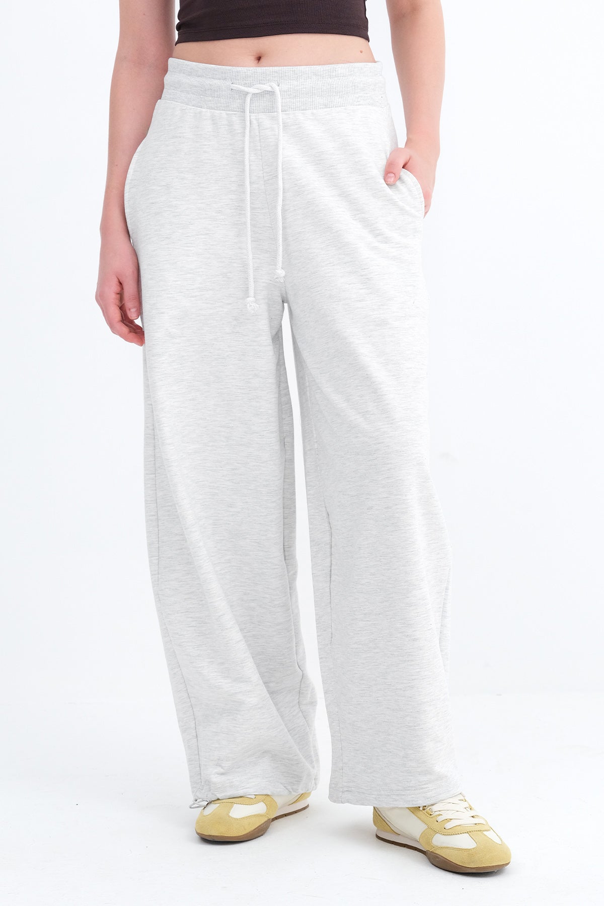 Grey-Melange_Elastic-Hem-Sweatpants-addax