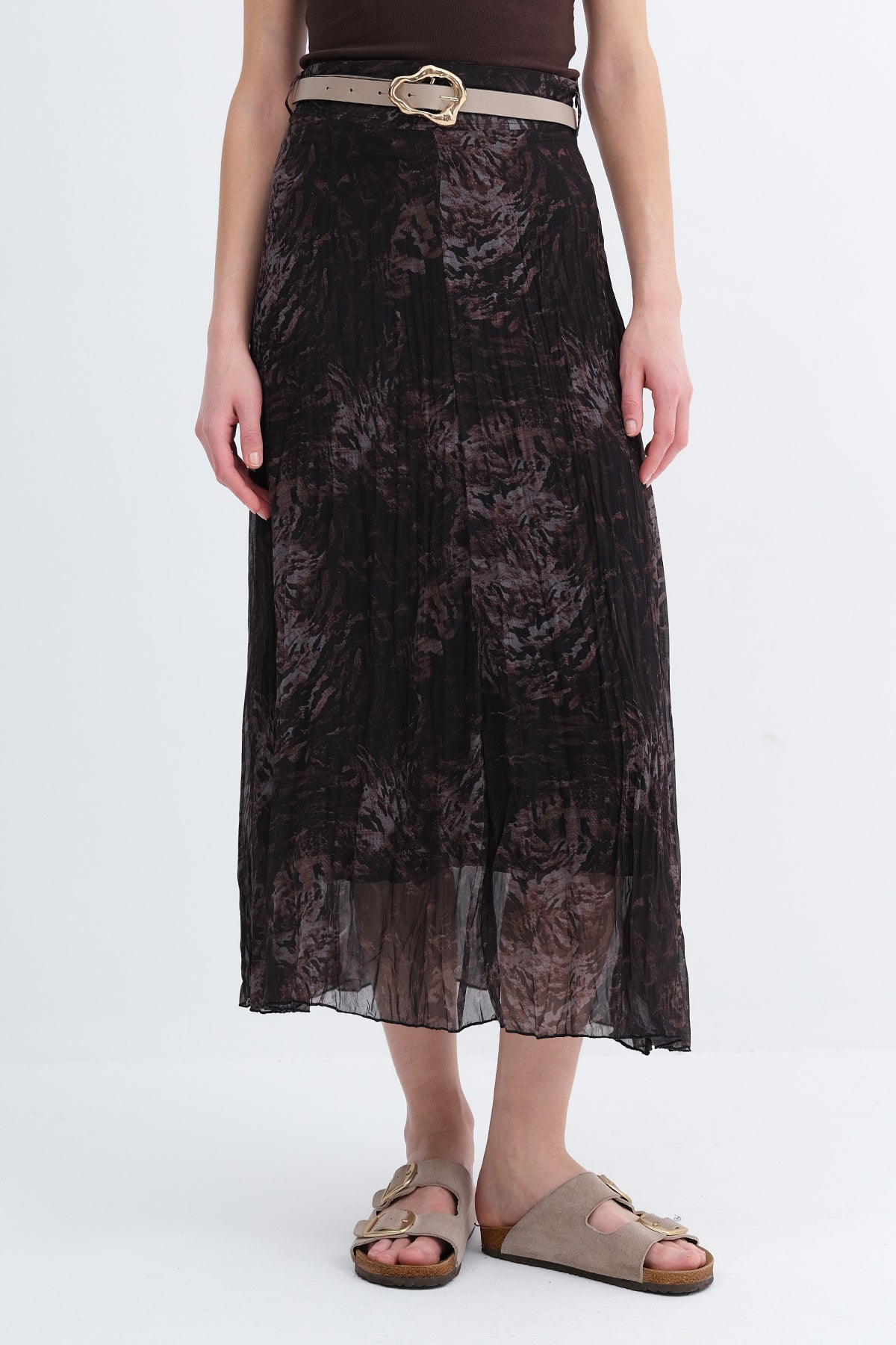 Brown_Belted-Patterned-Skirt-addax