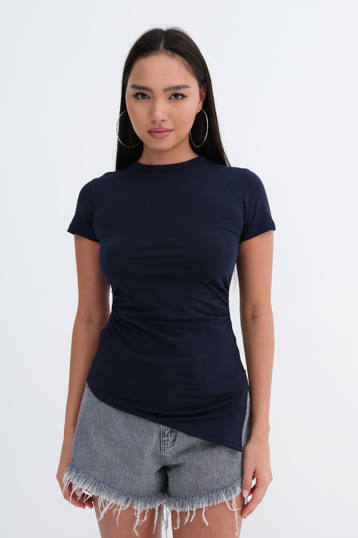 Night-Blue_Asymmetrical-Cut-Basic-T-shirt-addax