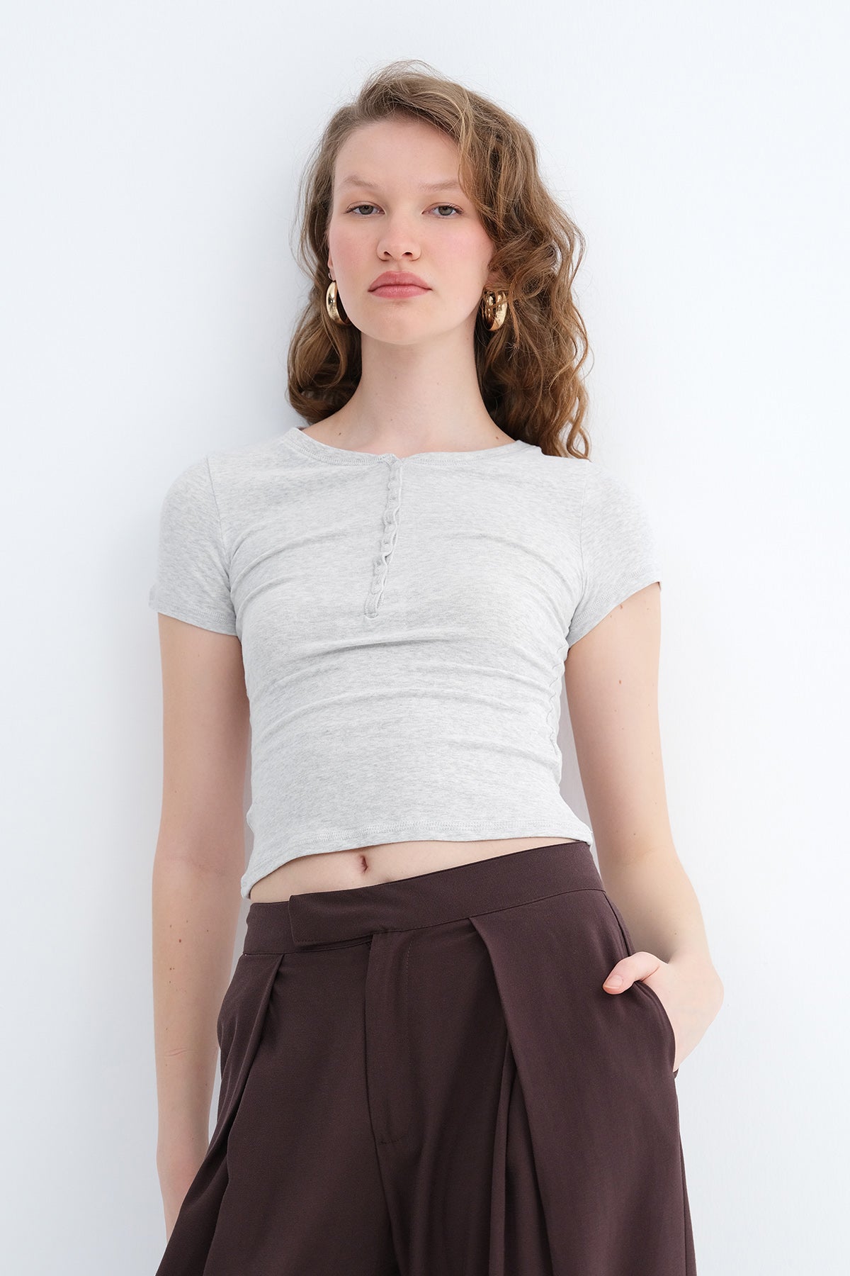 Snow-Melange_Button-Down-Collar-T-shirt-addax