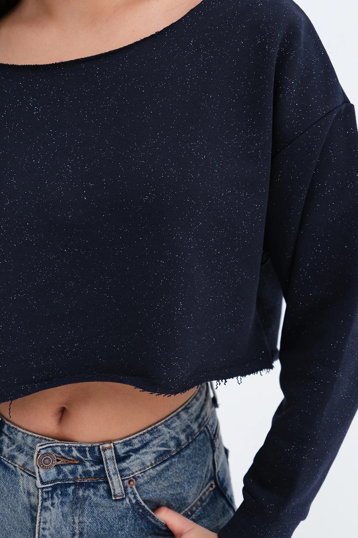 Boat Neck Shimmery Sweatshirt
