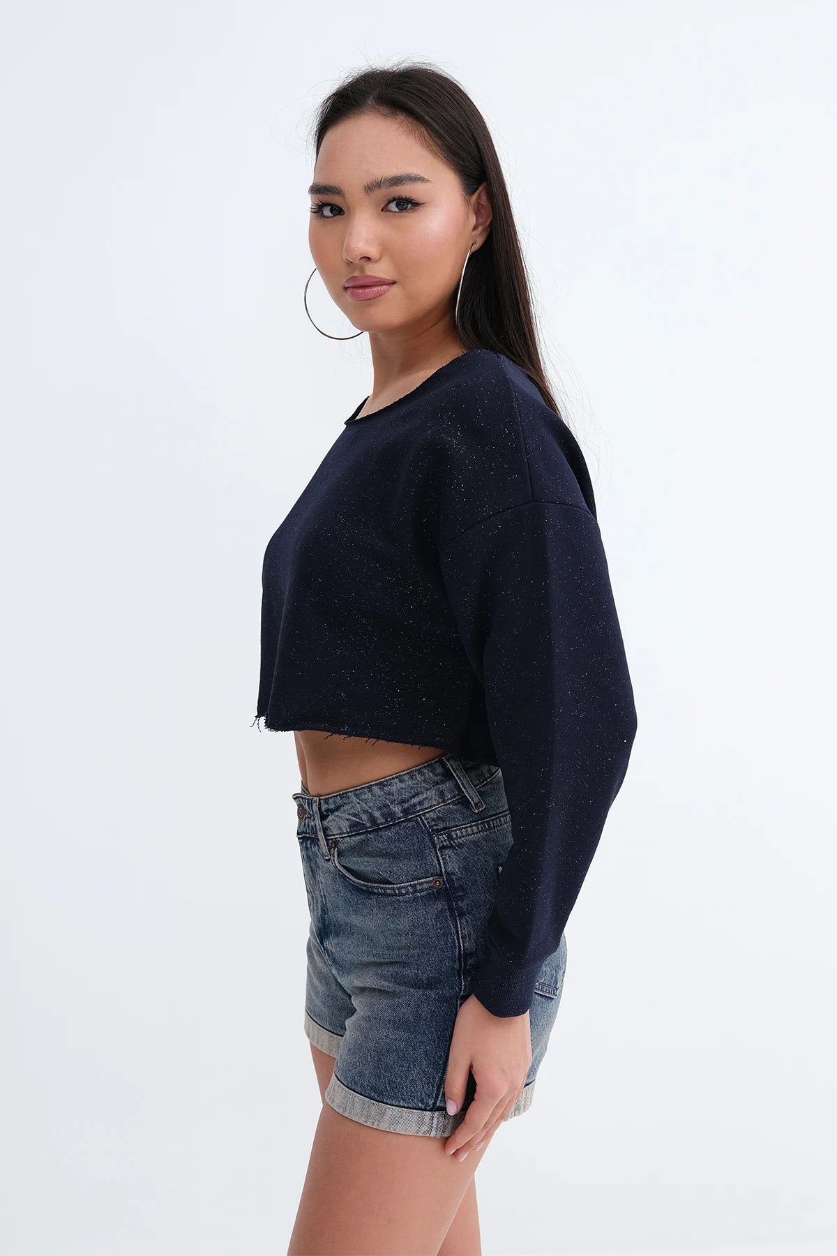 Boat Neck Shimmery Sweatshirt