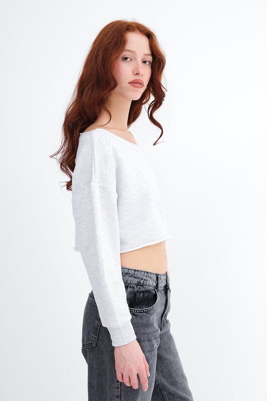 Snow-Melange_Boat-Neck-Shimmery-Sweatshirt-addax