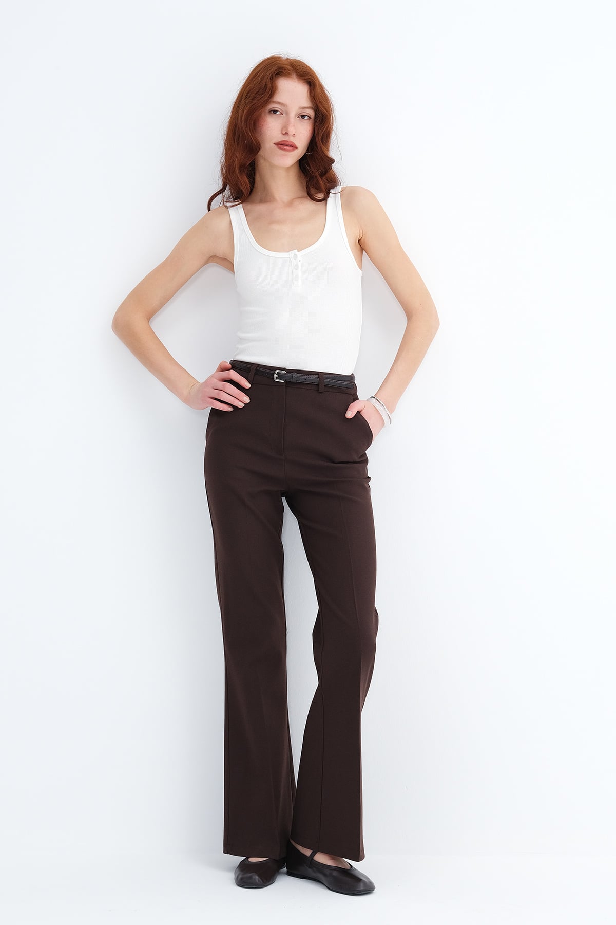 Brown_Belted-Flared-Pants-addax