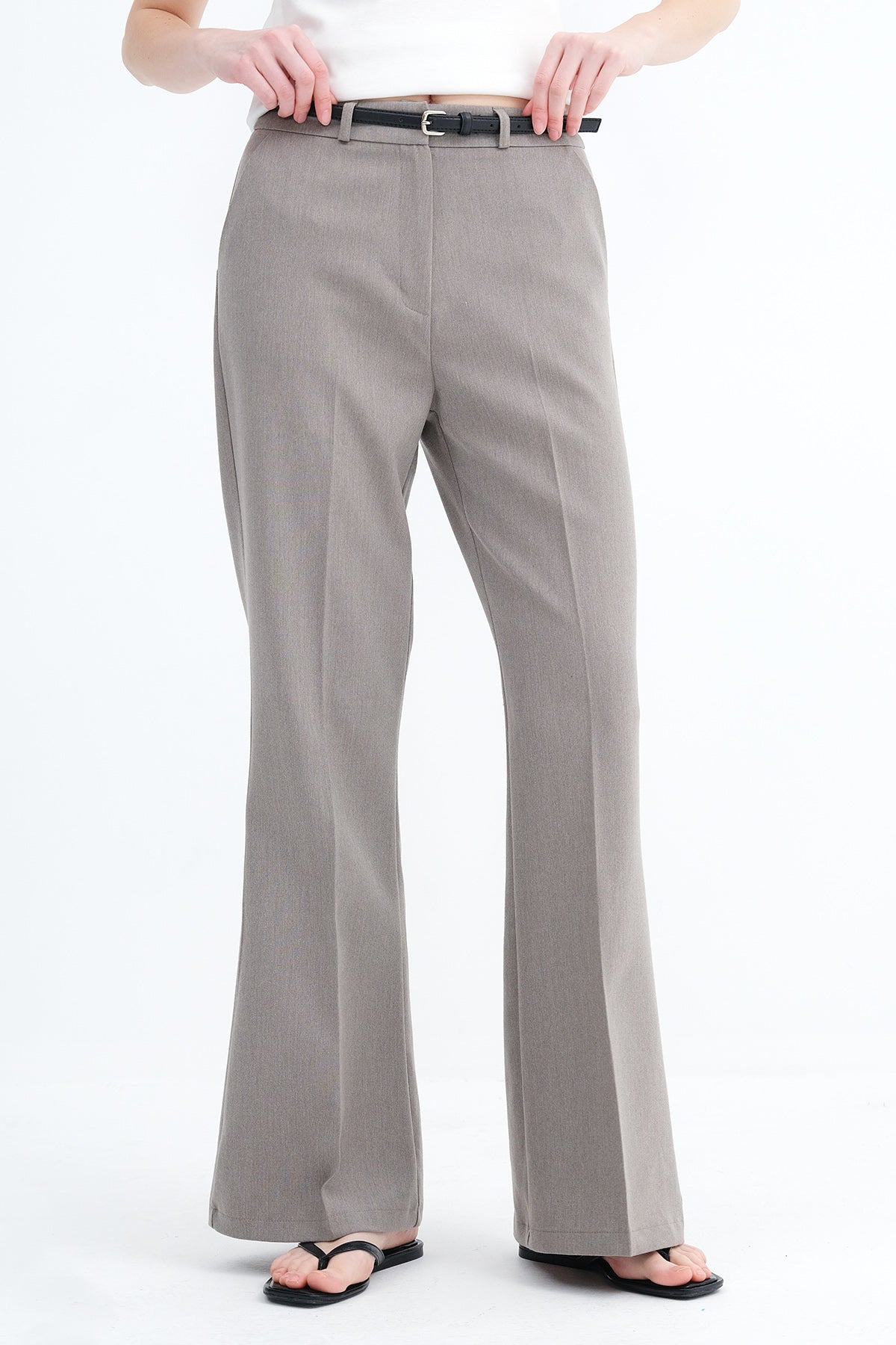 Ash-Grey_Belted-Flared-Pants-addax