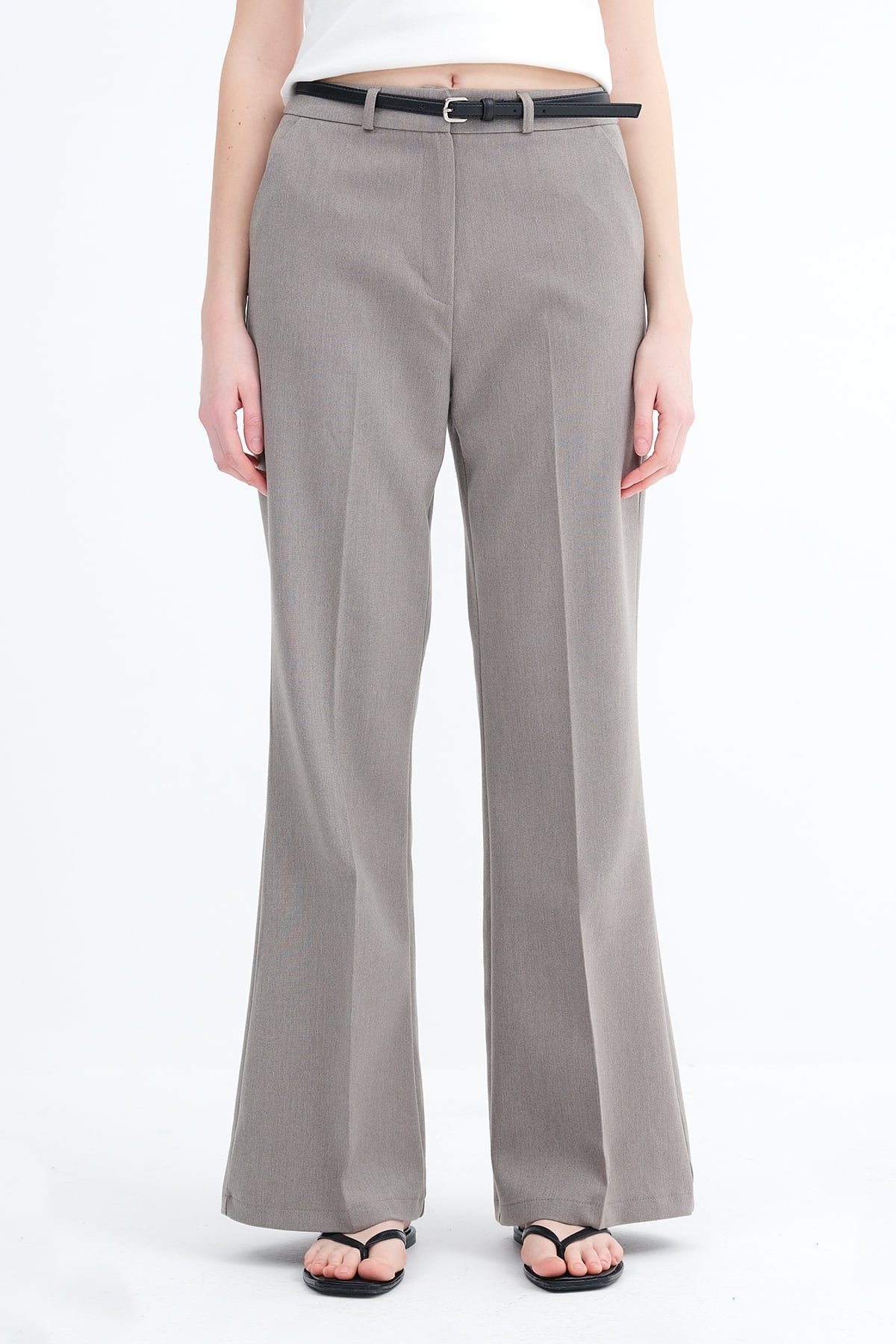 Ash-Grey_Belted-Flared-Pants-addax