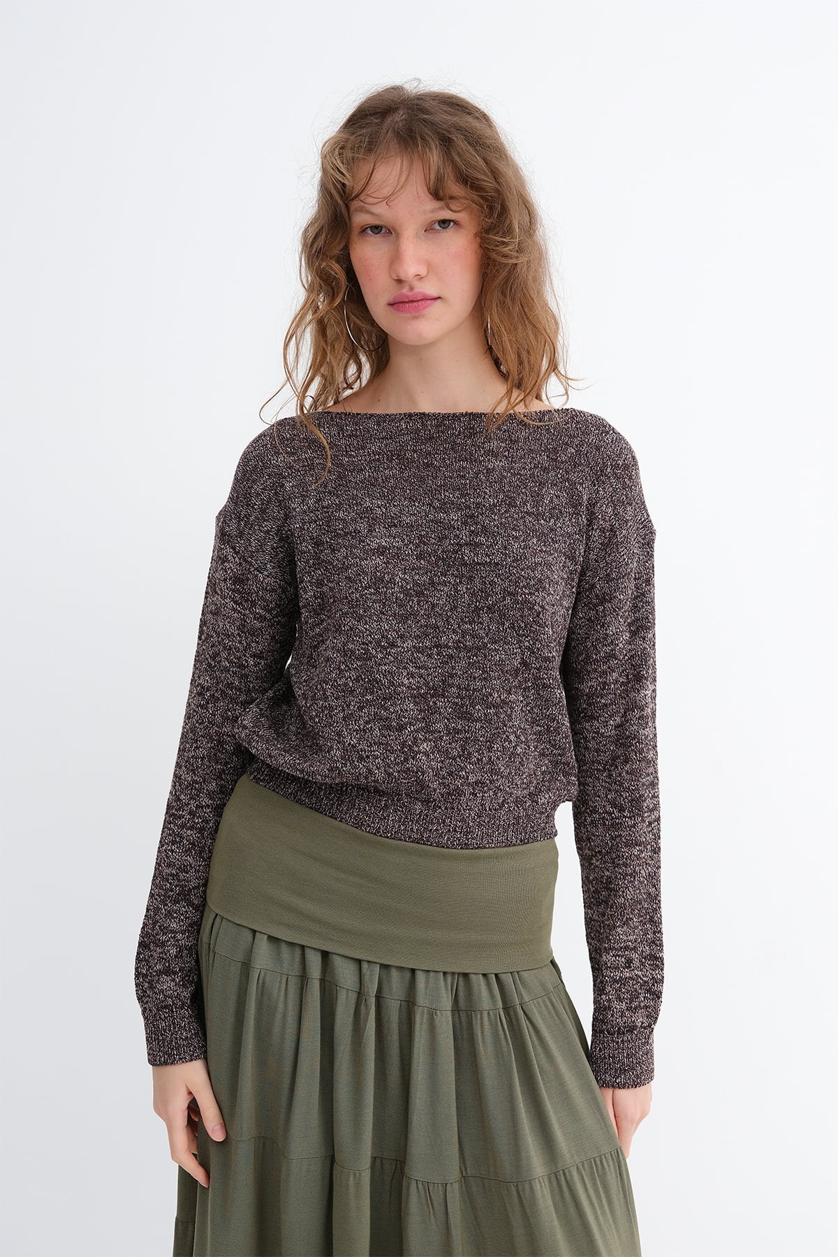 Boat Neck Knit Sweater