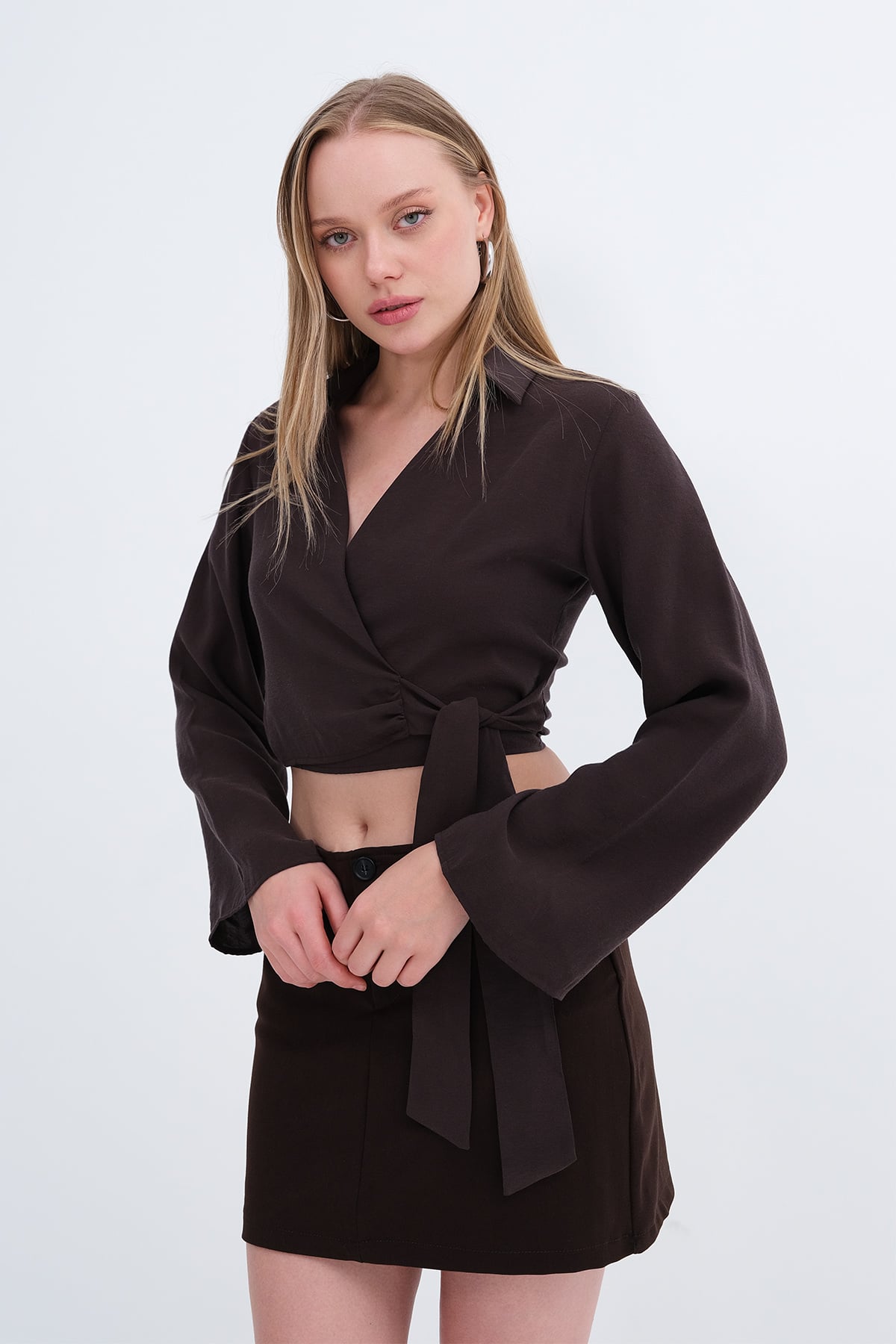 Long Sleeve Tie-Front Shirt