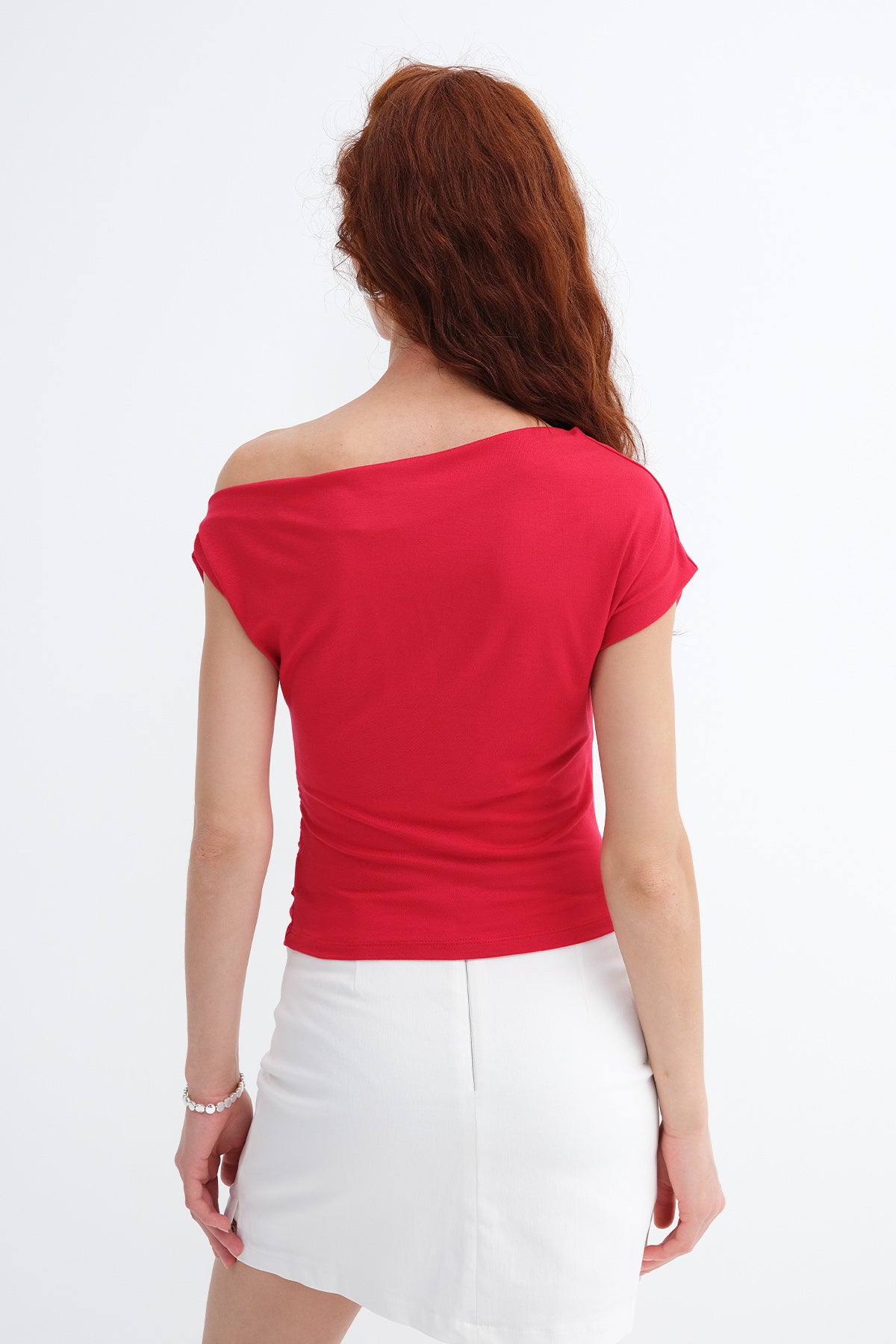 Bright-Red_Boat-Neck-Ruched-T-Shirt-addax