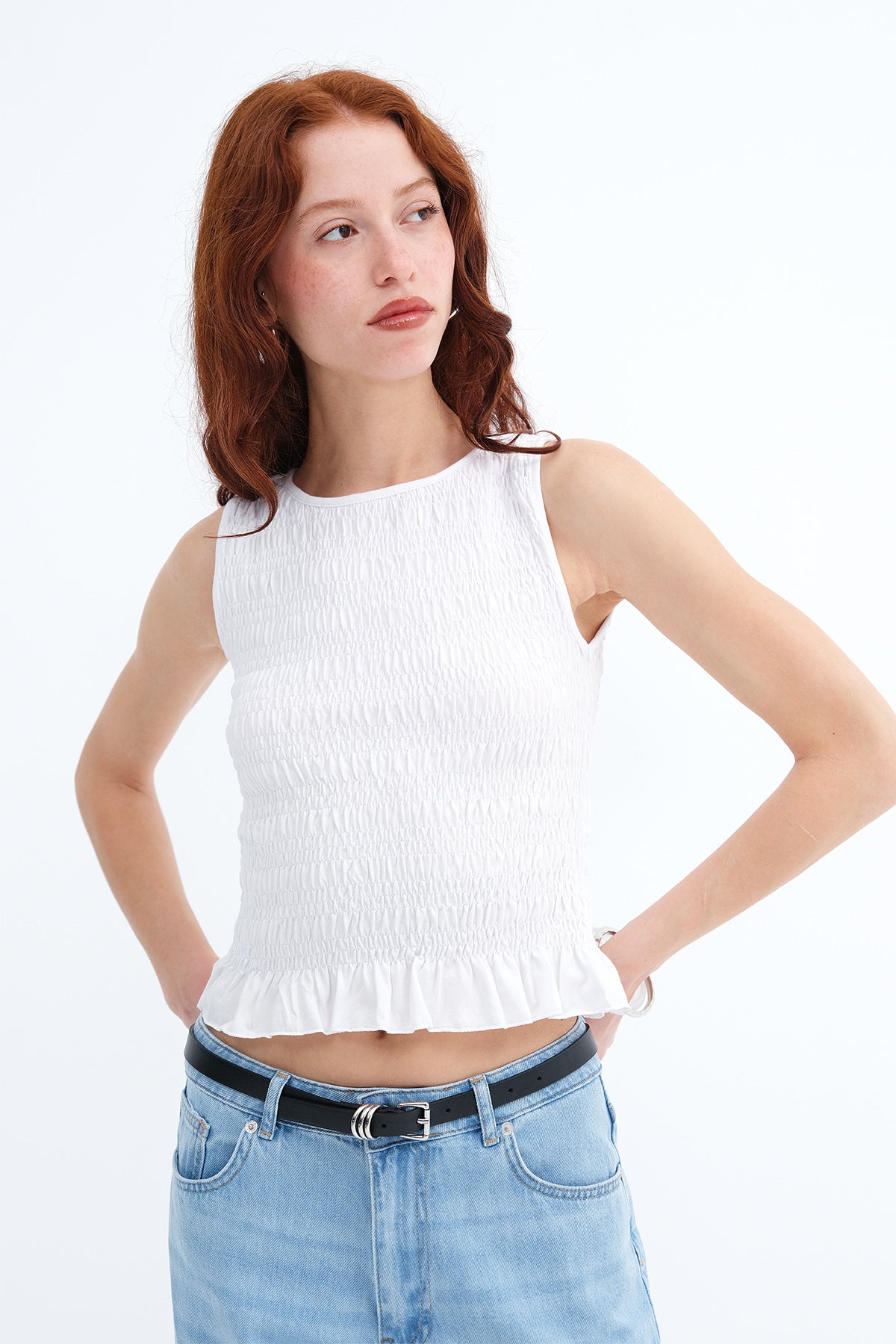 White_Ruched-Sleeveless-Blouse-addax