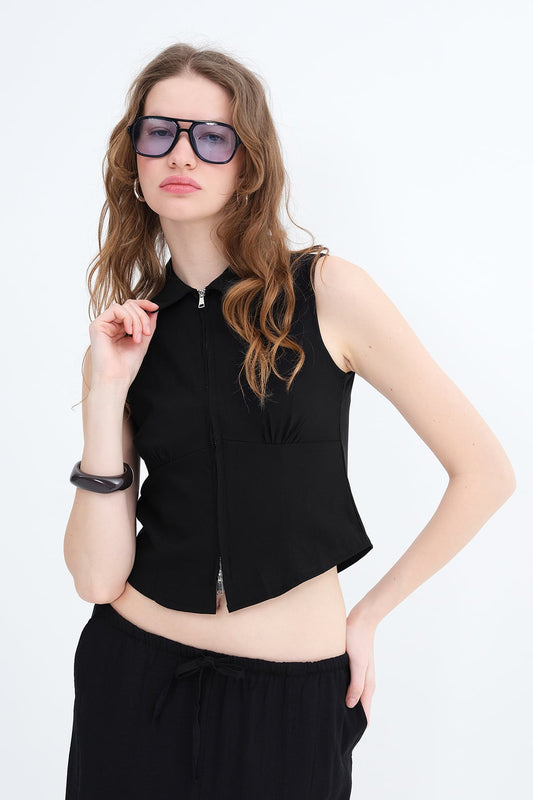 Black_Sleeveless-Zip-Up-Shirt-addax
