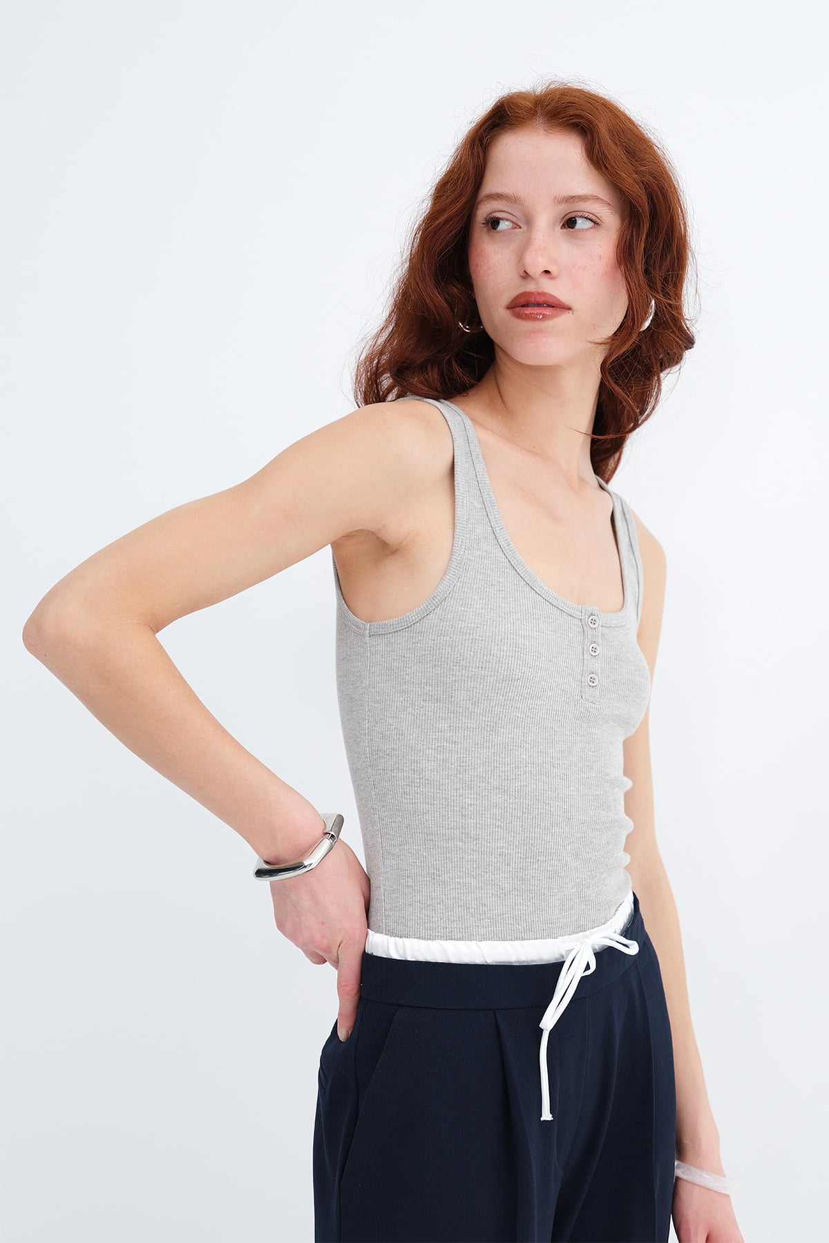 Grey-Melange_Buttoned-Modal-Tank-Top-addax