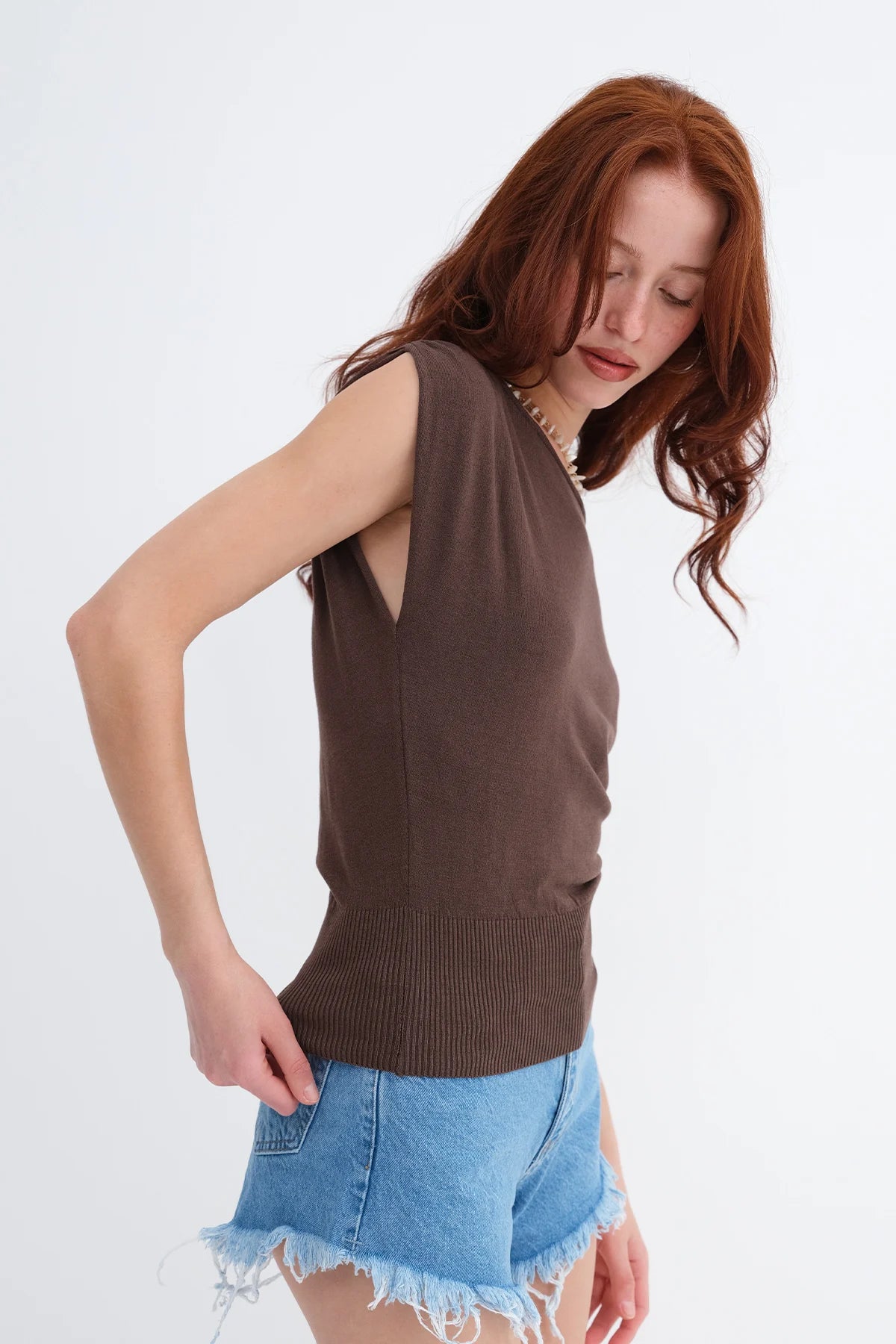 Boat Neck Knit Blouse