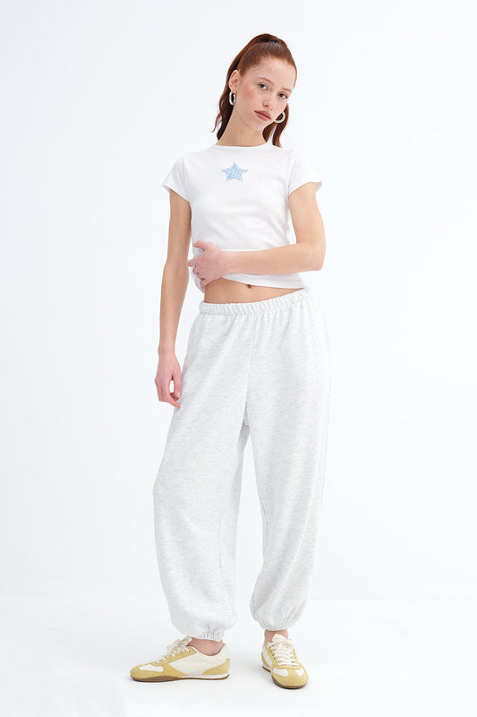 Grey-Melange_Elastic-Cuff-Sweatpants-addax