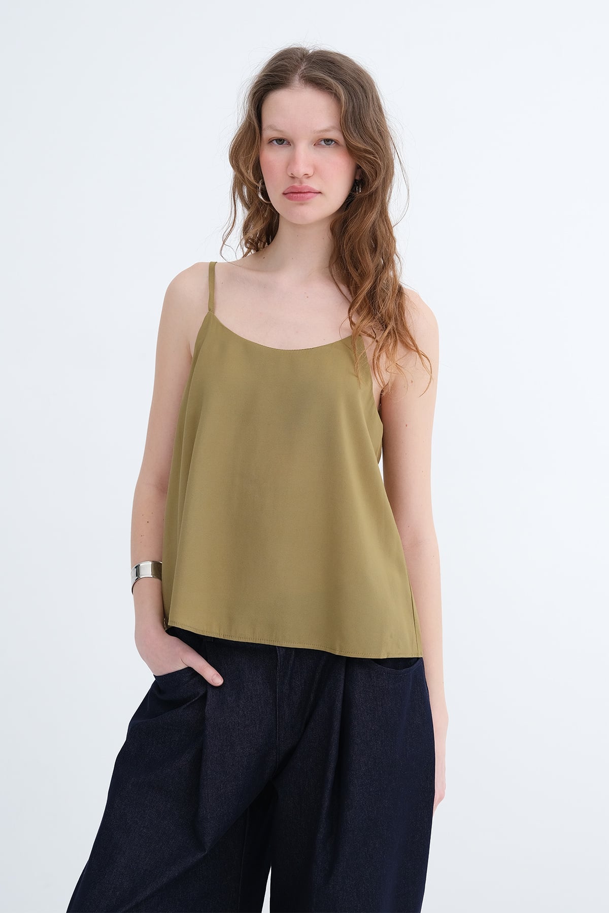 Oil-Green_Adjustable-Strap-Blouse-addax