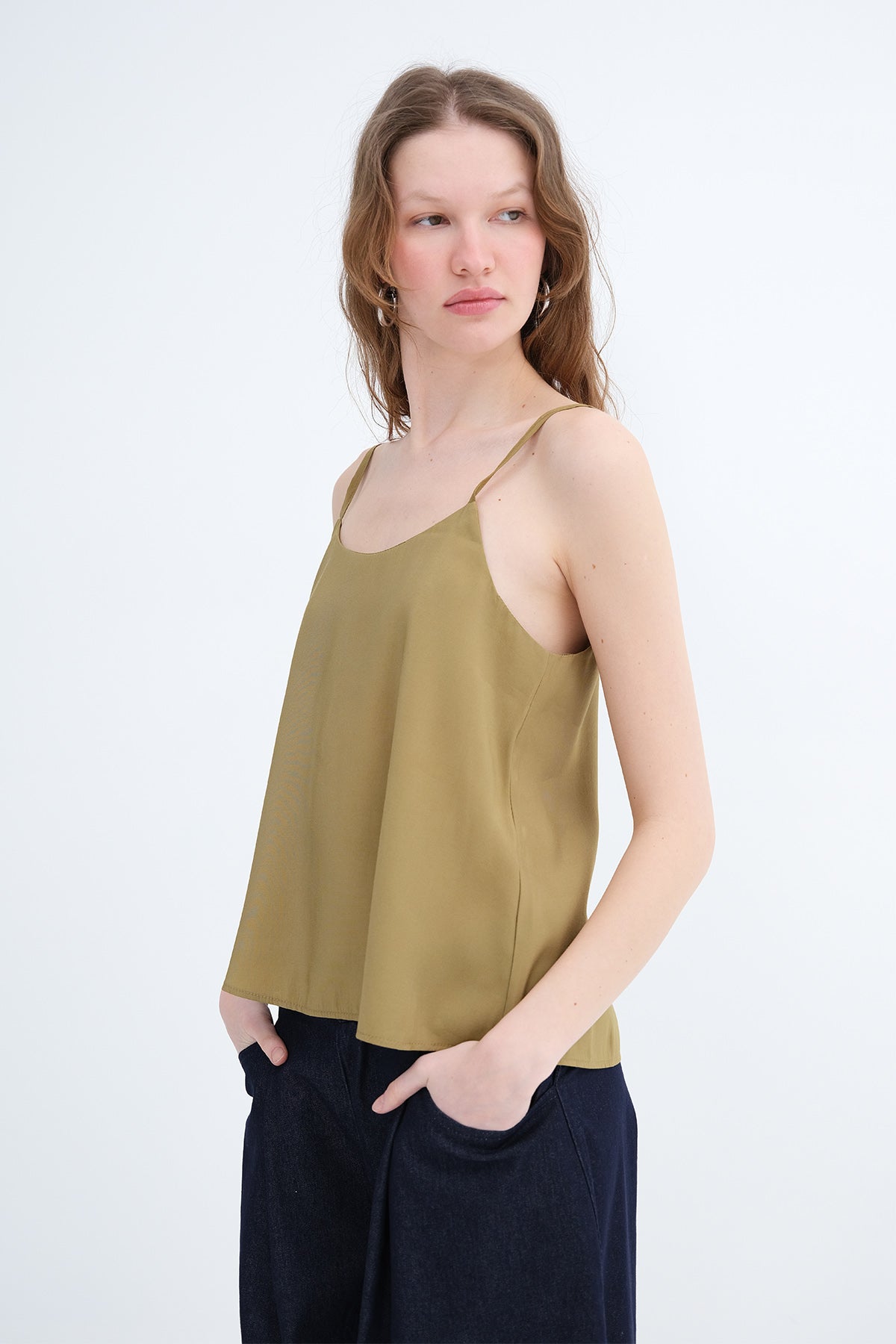 Oil-Green_Adjustable-Strap-Blouse-addax