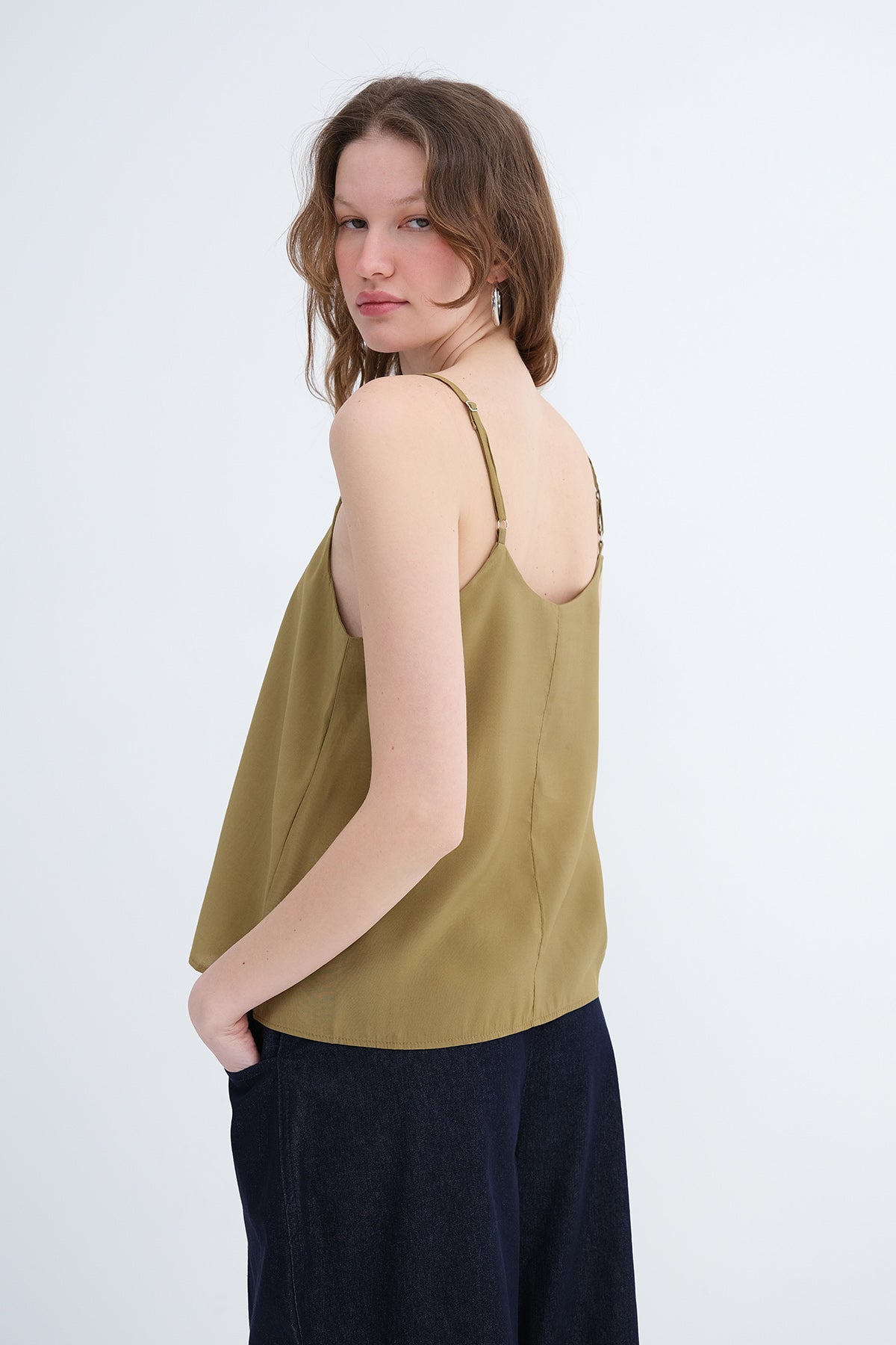 Oil-Green_Adjustable-Strap-Blouse-addax